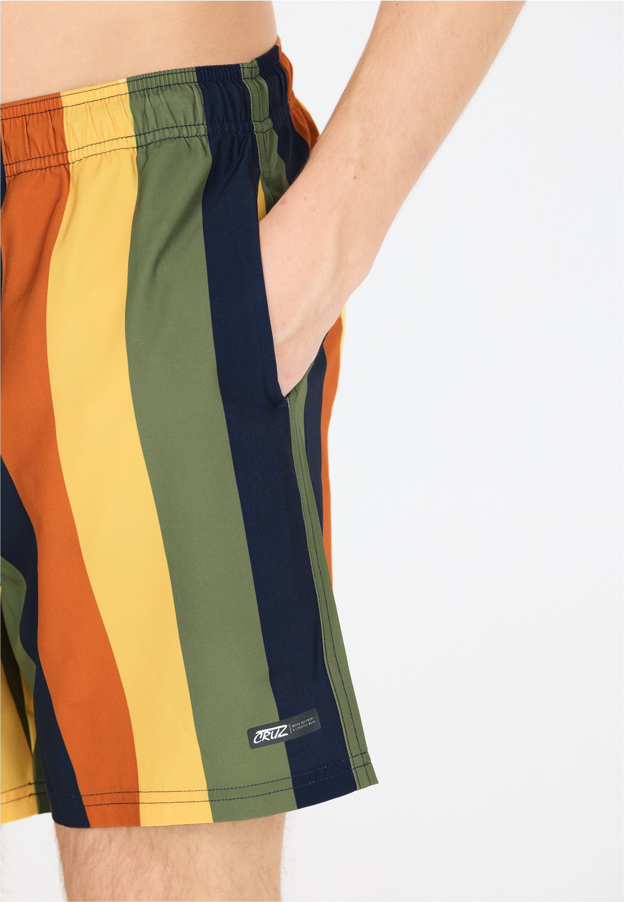 CRUZ Herren Badeshorts "Pieter", gelb, Gr. XL, gestreift, Elasthan, Polyester, Badehosen, aus leichtem und atmungsaktivem Material