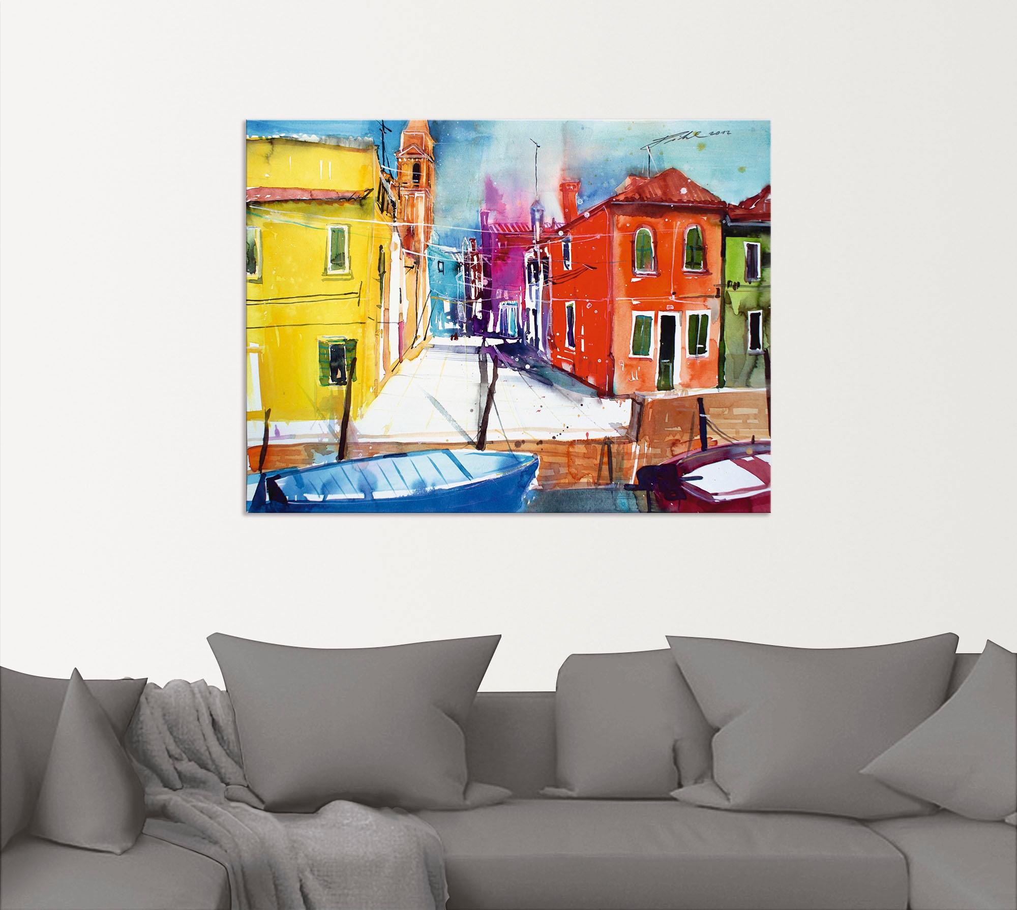 Artland Leinwandbild »Venedig, Burano, Fondamenta del Pizzo«, Italien, (1 St.), auf Keilrahmen gespannt