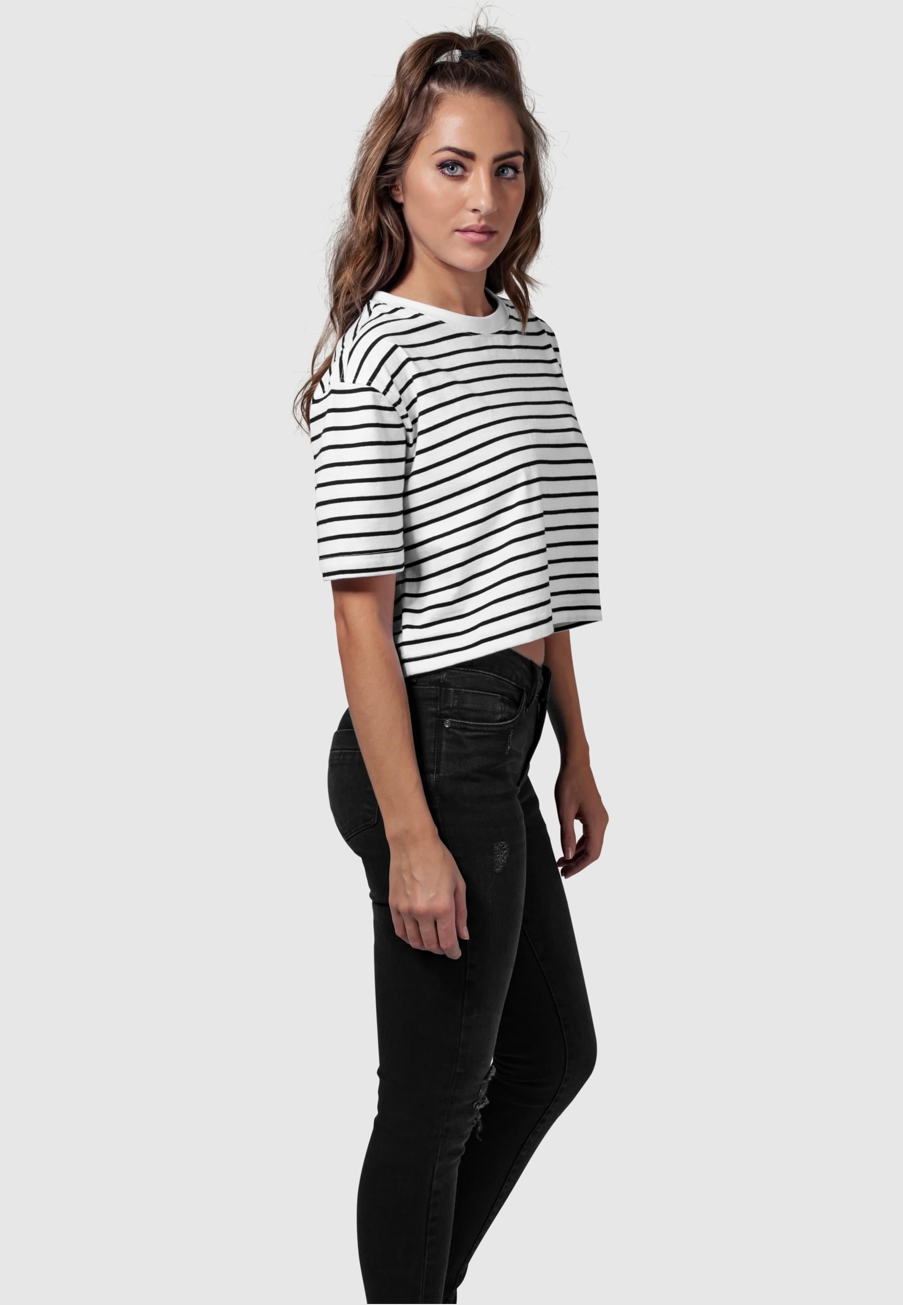 URBAN CLASSICS Kurzarmshirt »Urban Classics Damen Ladies Short Striped Oversized Tee«, (1 tlg.)