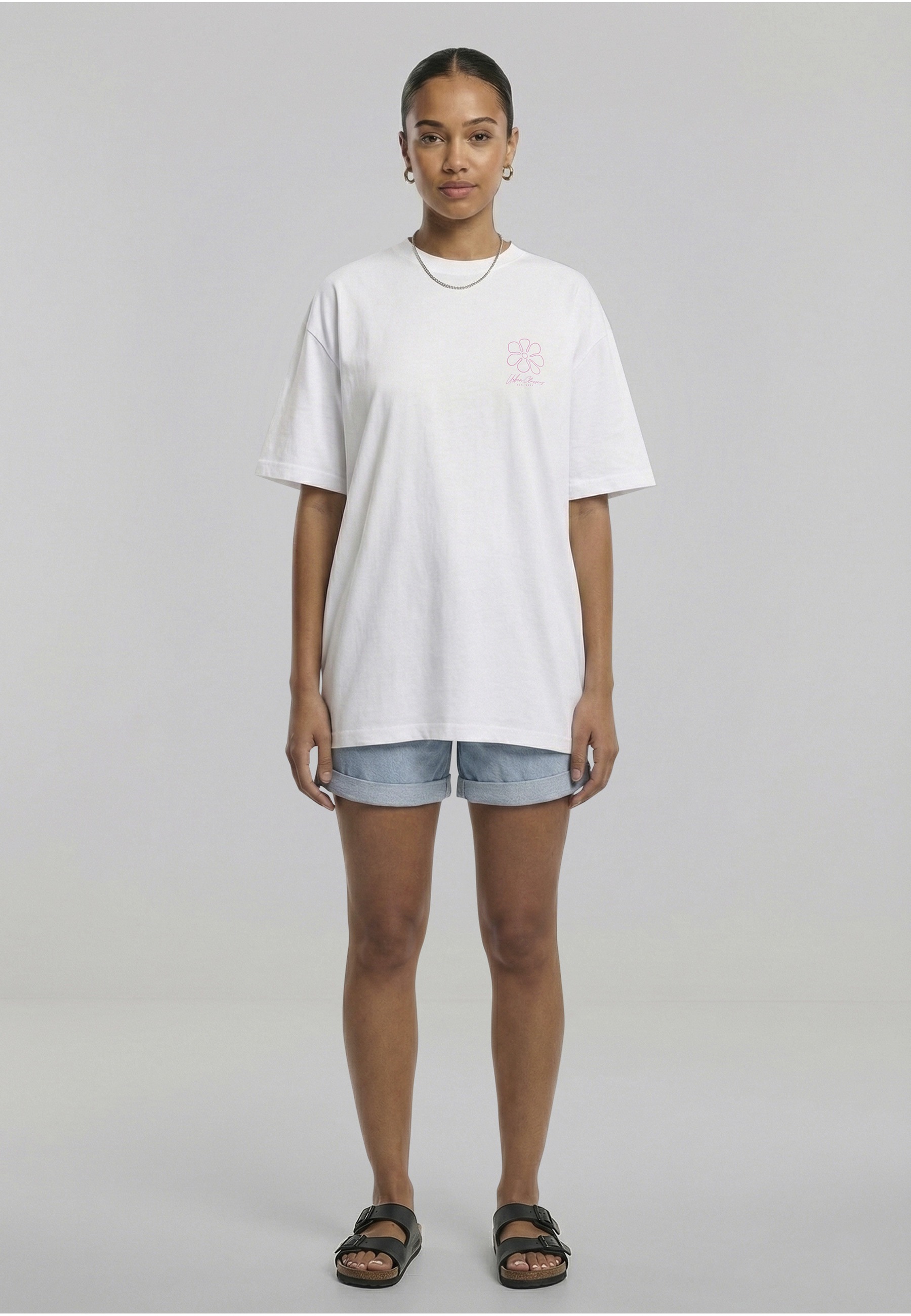 URBAN CLASSICS T-Shirt »Urban Classics Ladies Urban Classics Flower Logo Loose Tee« 1
