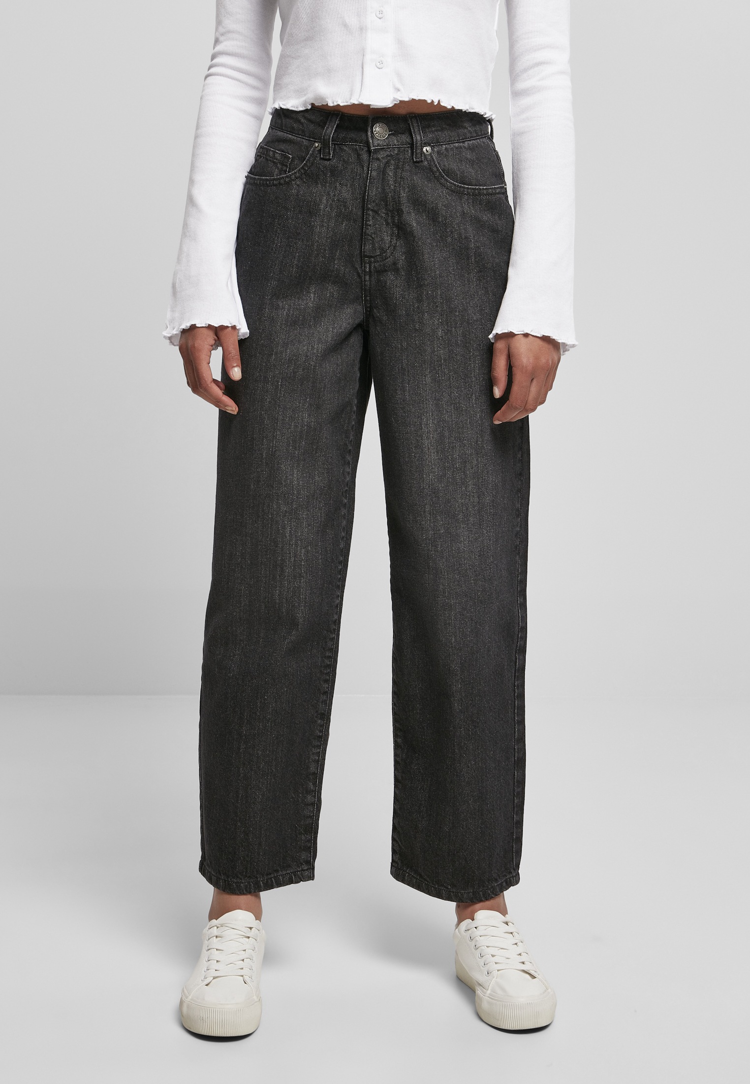 URBAN CLASSICS Bequeme Jeans »Damen Ladies High Waist Wide Leg Cropped Denim Pants« (1 tlg.)
