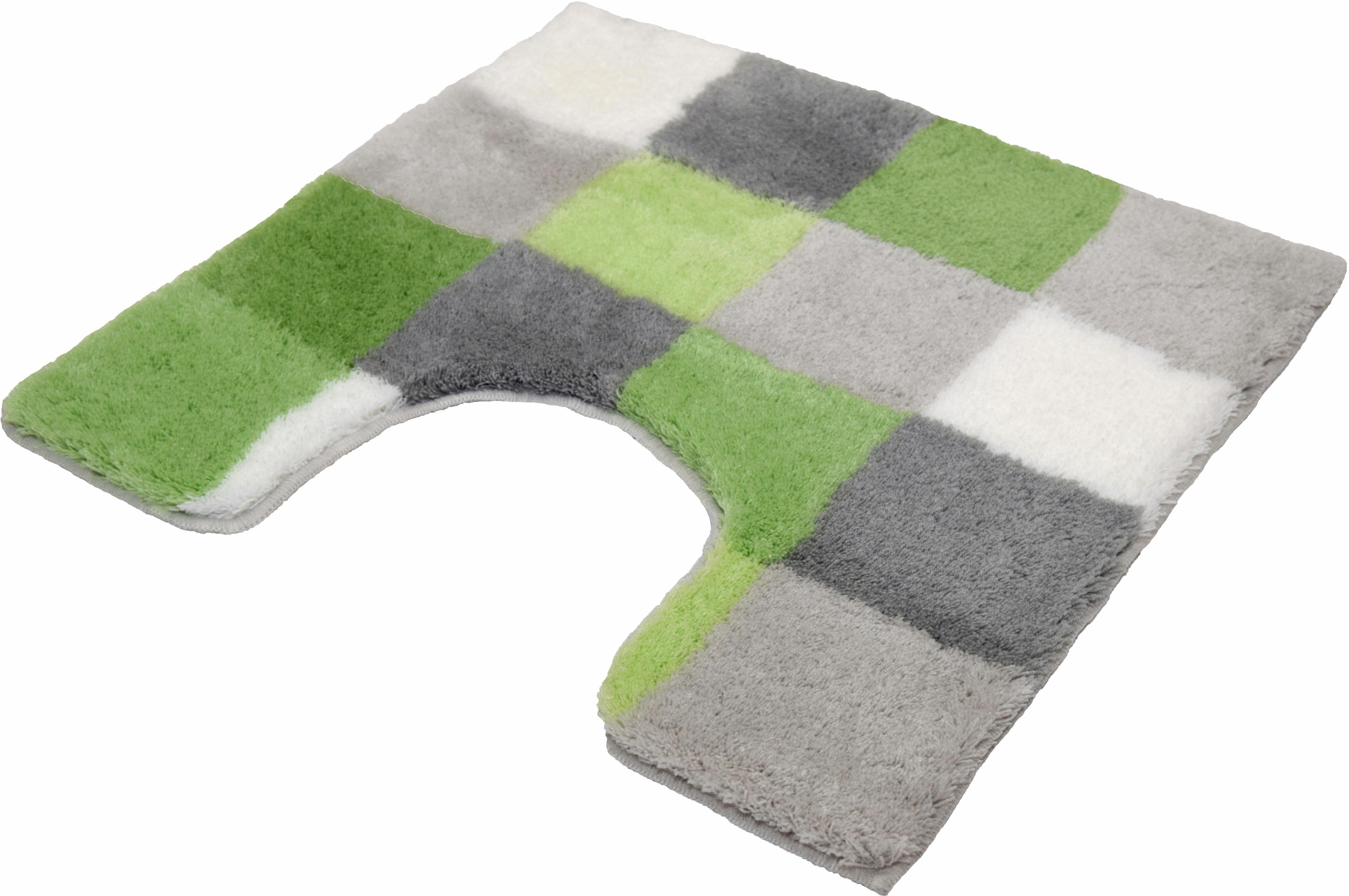 Kleine Wolke Badematte "Caro, Badvorleger, Badezimmer Teppich" Höhe 25 mm rutschhemmend beschichtet fußbodenheizungsgeeignet Badteppich, modernes Karo-Muster, Pastell-Farben, waschbar