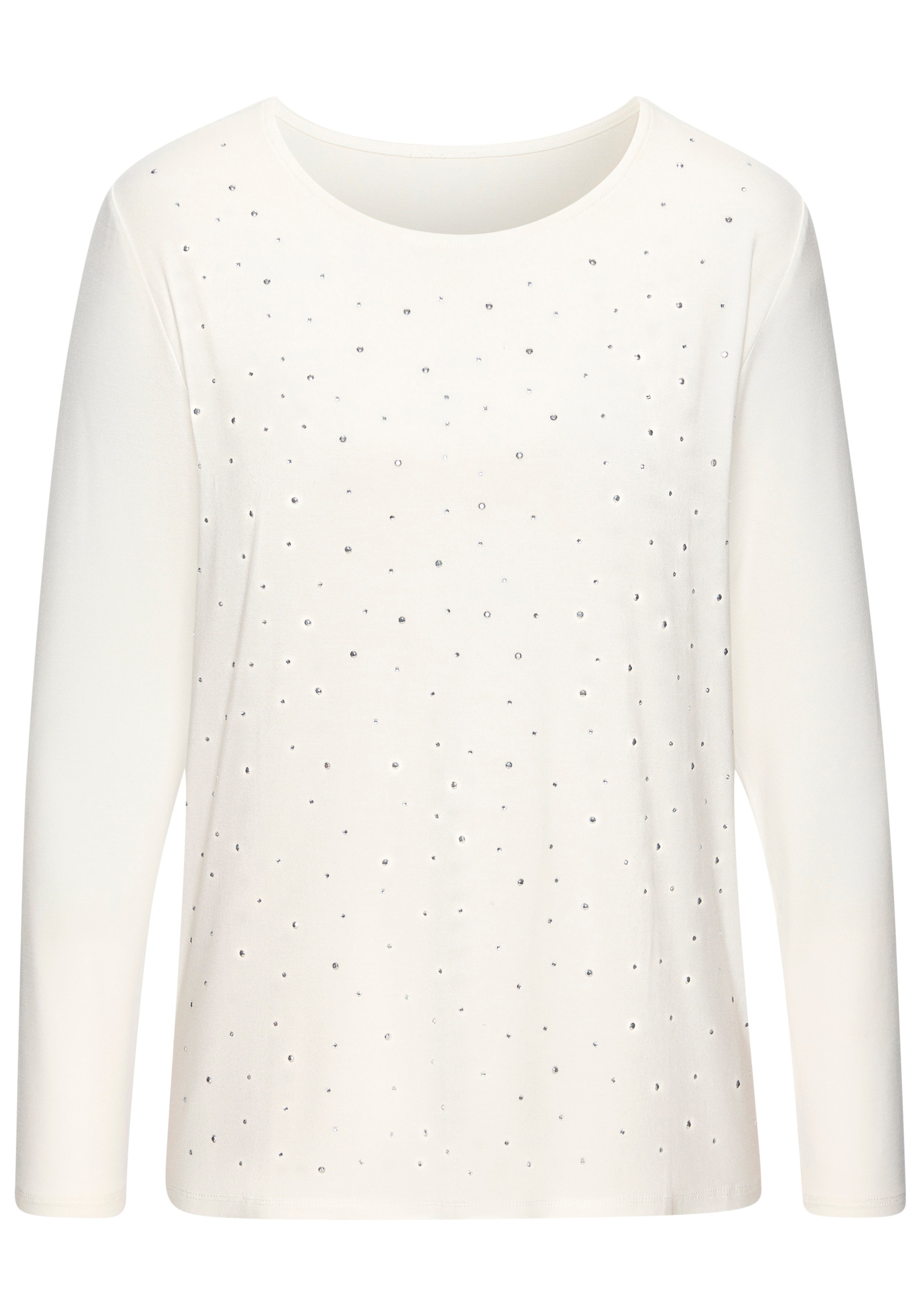 LASCANA Langarmshirt "mit funkelnden Strass-Steinen vorn", aus weichem Visk günstig online kaufen