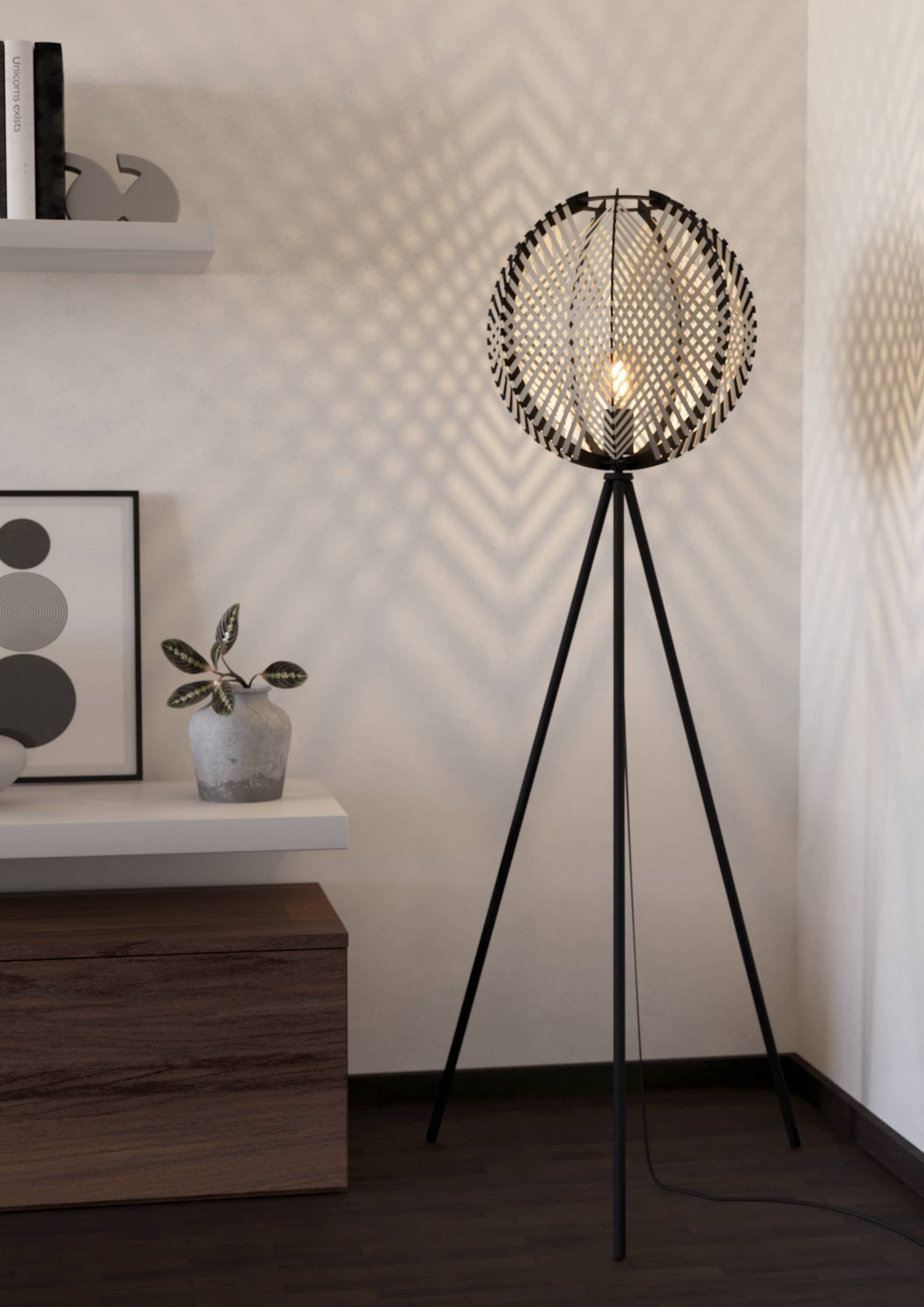 EGLO Stehlampe »Waverton Stehlampe, Standleuchte, Metall, Holz, Textil in Weiß, E27« E27 1 Stk.