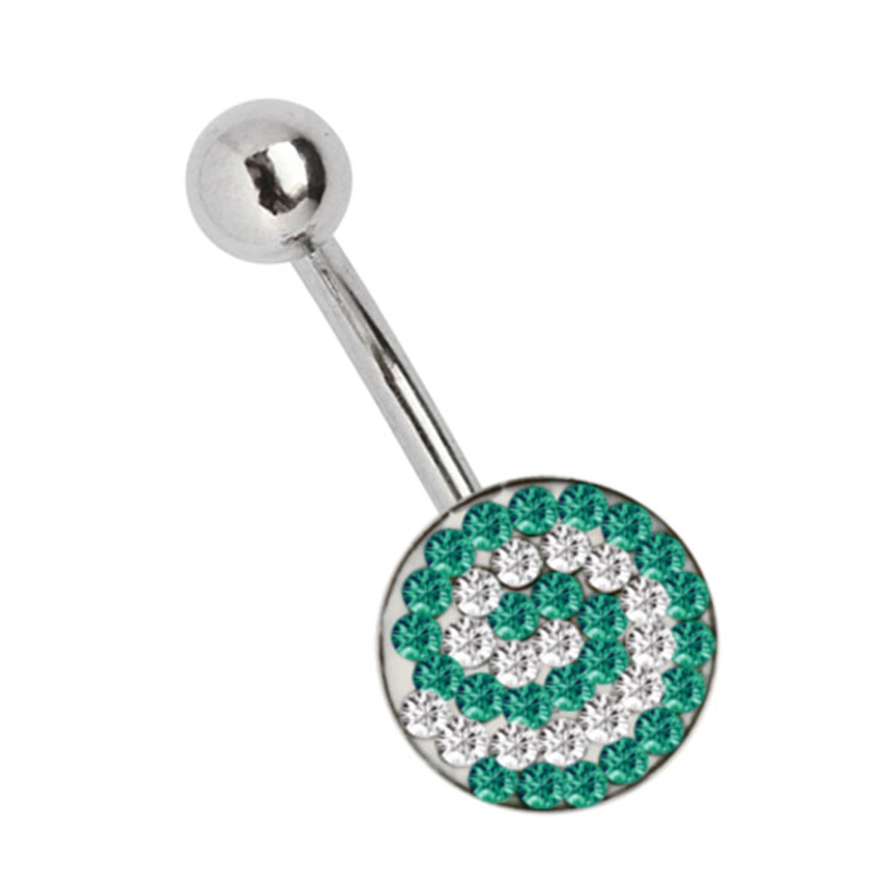 ADELIA ́S Damen Bauchnabelpiercing "Piercing Bauchnabelpiercing", onesize, grün, Chirurgiestahl, Piercings, 11 mm Multi-Strass-Platte mit Spirale