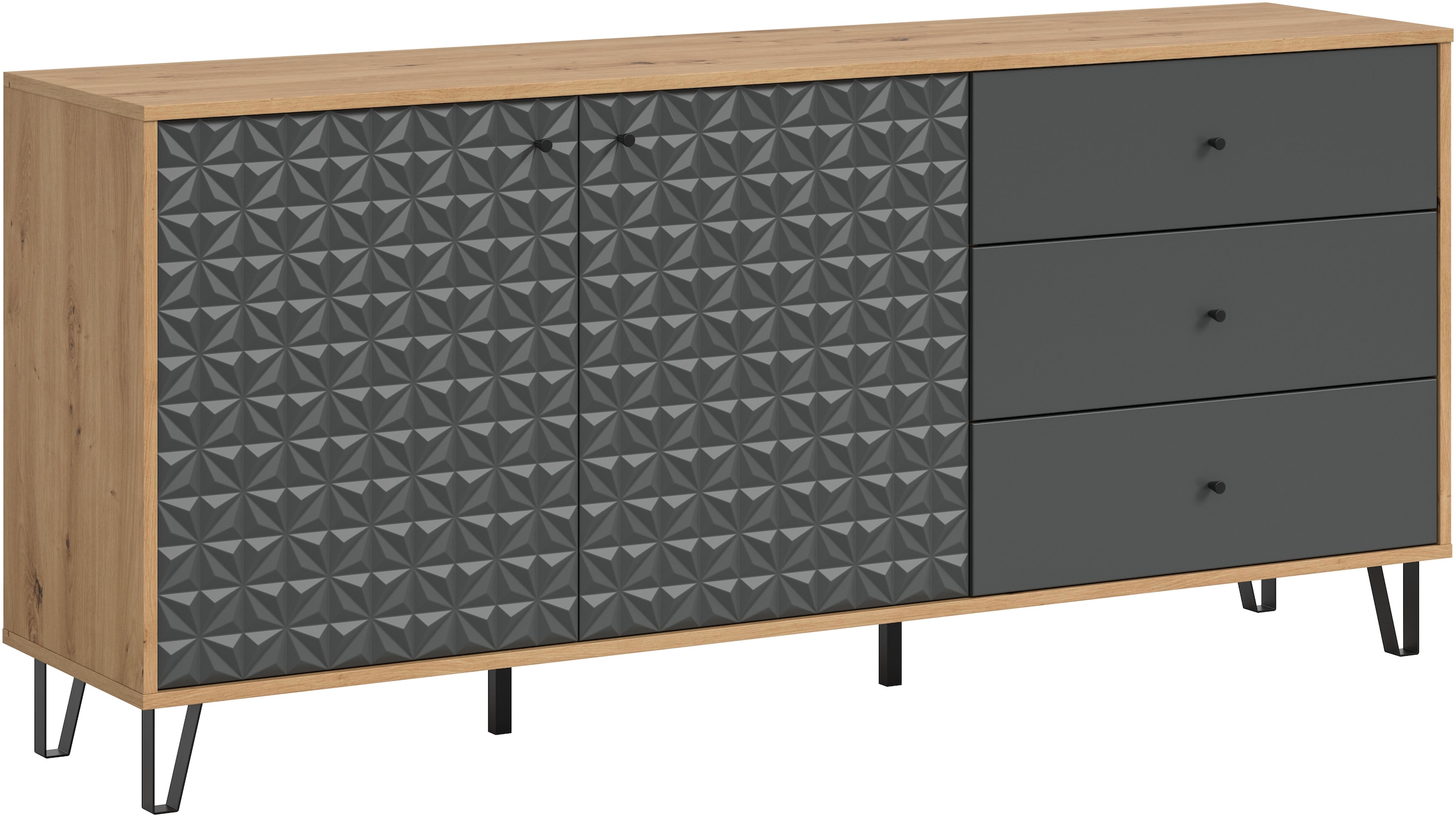 Home affaire Sideboard "VICENZA, Breite 169cm, 2 Türen, 2 Einlegeböden, 4 Fächer, 3 Schubkäste" Kommode, Schrank, Anrichte, Board, Wohnzimmerschrank