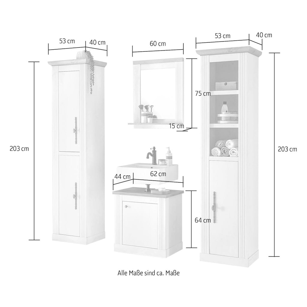 Home affaire Badmöbel-Set »WESTMINSTER«, (4 St.), im romantischen Landhausstil