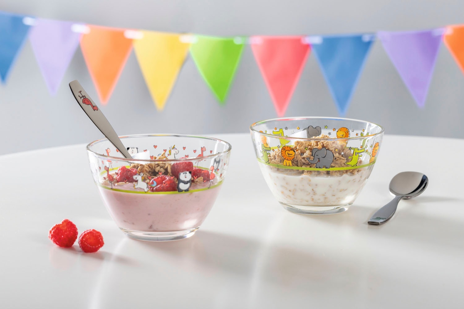 LEONARDO Kinderschale »BAMBINI« 6 Stk. aus Glas Löwe/Elefant/Krokodil, Ø 12 cm