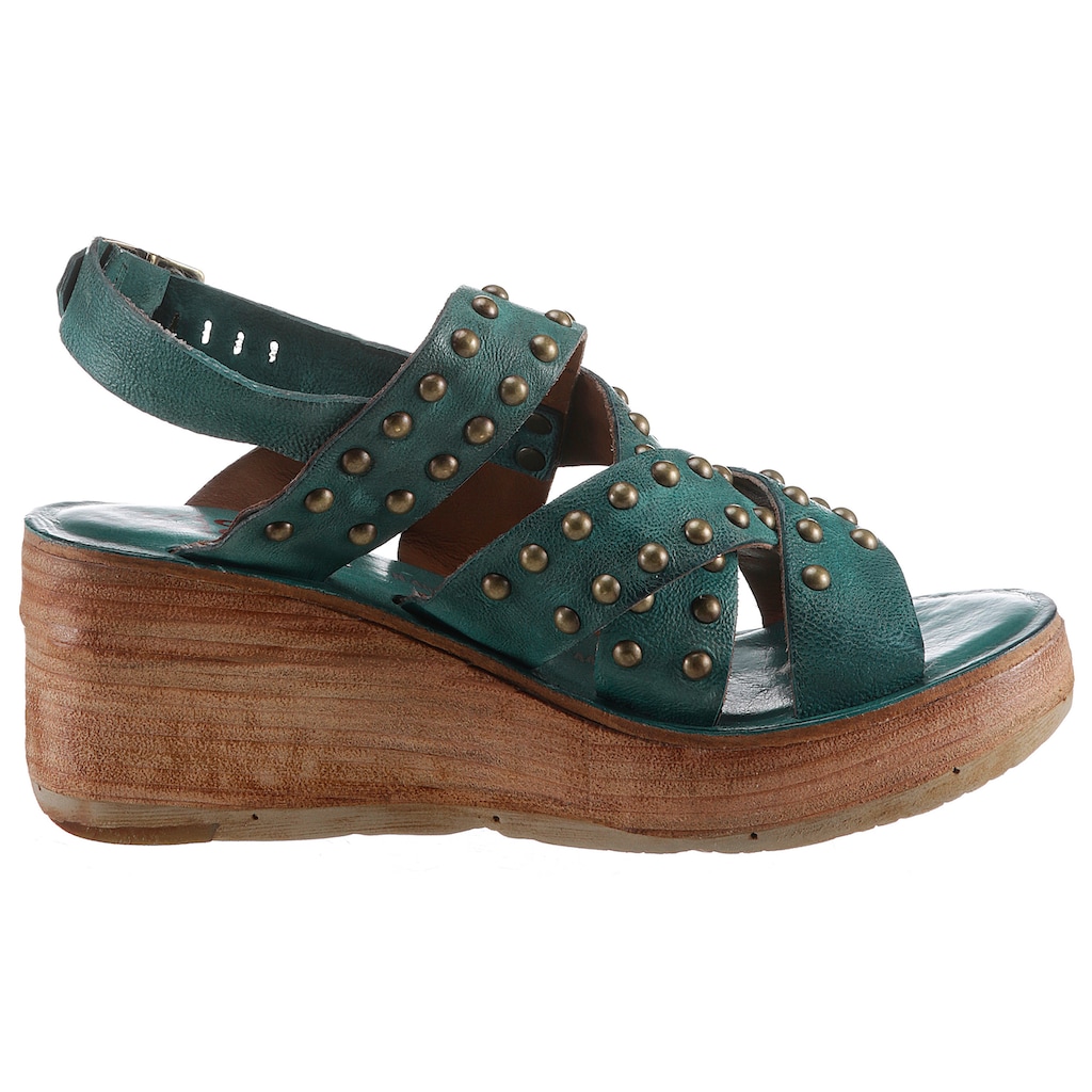 A.S.98 Keilsandalette »EMERALD«, Sommerschuh, Sandale, Keilabsatz, mit glänzenden Nieten besetzt