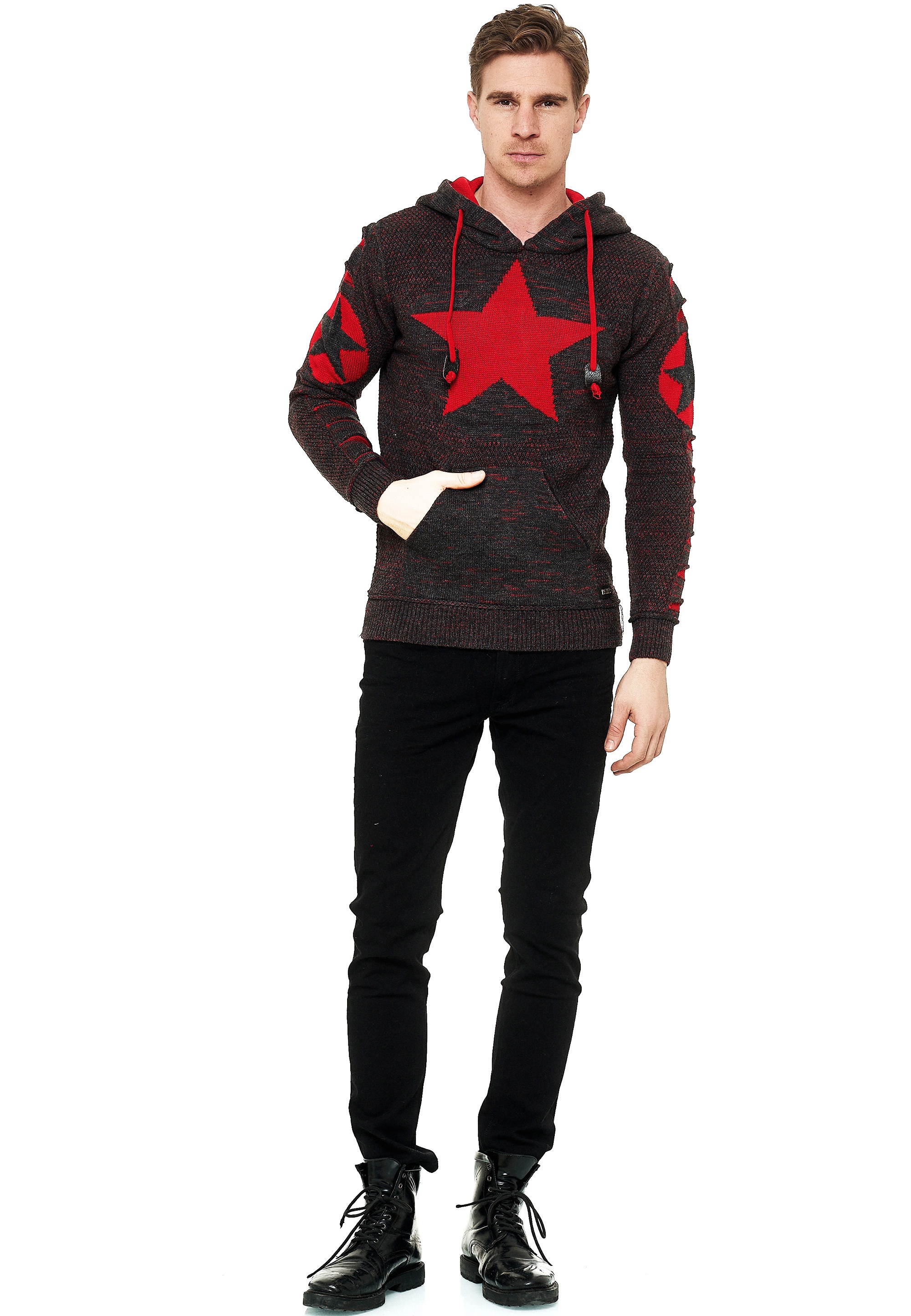 Rusty Neal Kapuzensweatshirt, mit großem Stern-Design