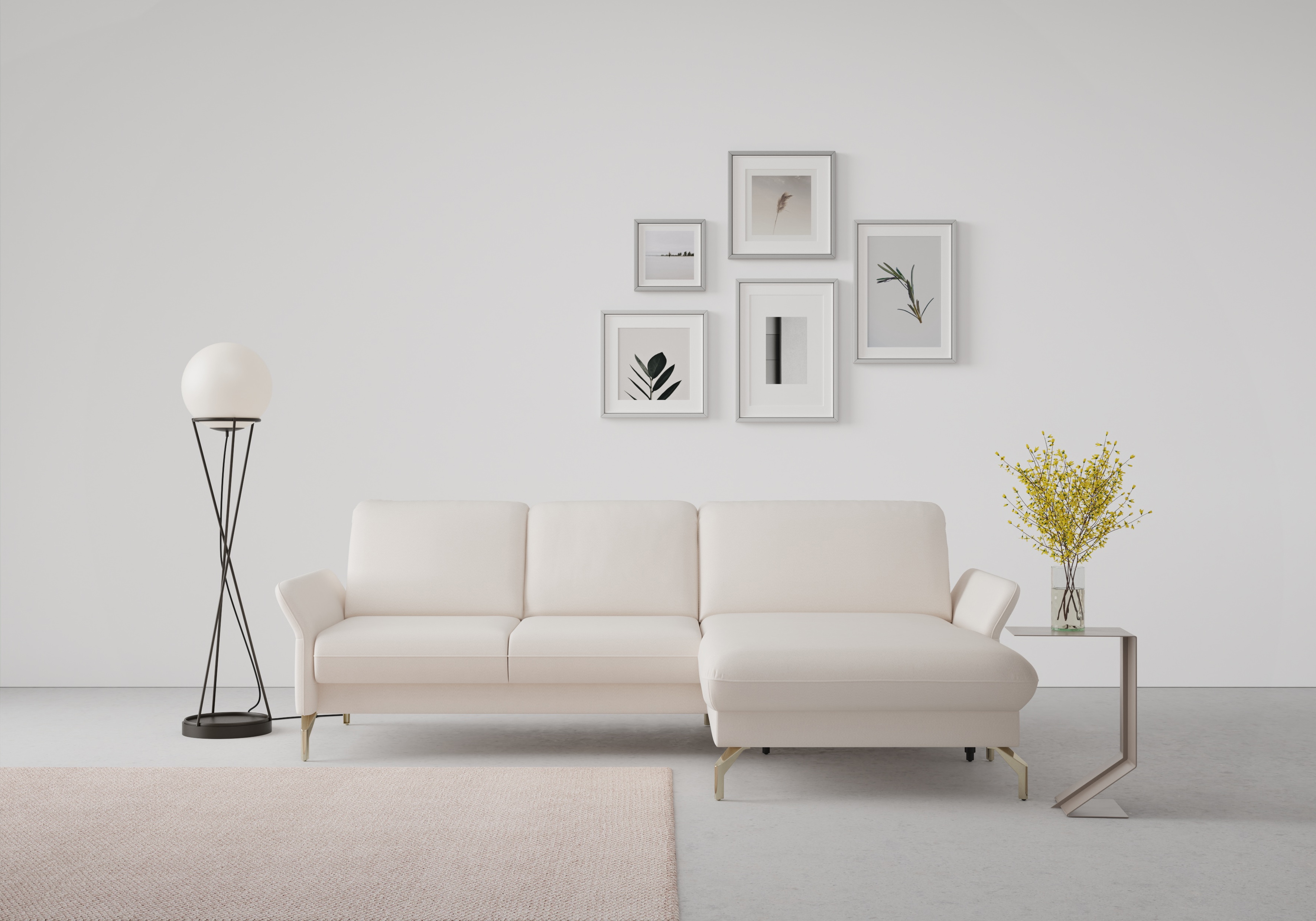 sit&more Ecksofa "Fashion L-Form" wahlweise mit Kopfteilverstellung, Vorziehsitz, motorisch, Nickelfüße