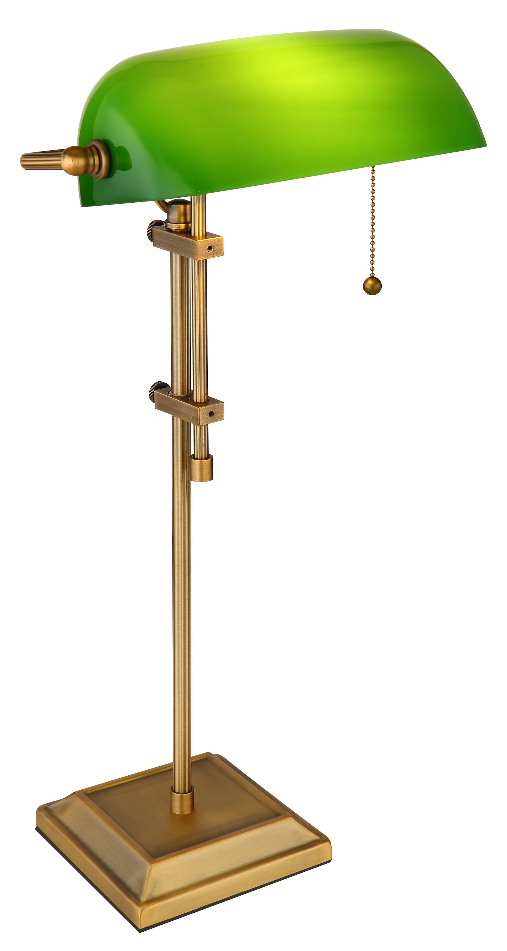 GLOBO LIGHTING Tischleuchte »ANTIQUE«, Leuchtmittel E27 | ohne Leuchtmittel, Bankerleuchte mit Zugschalter