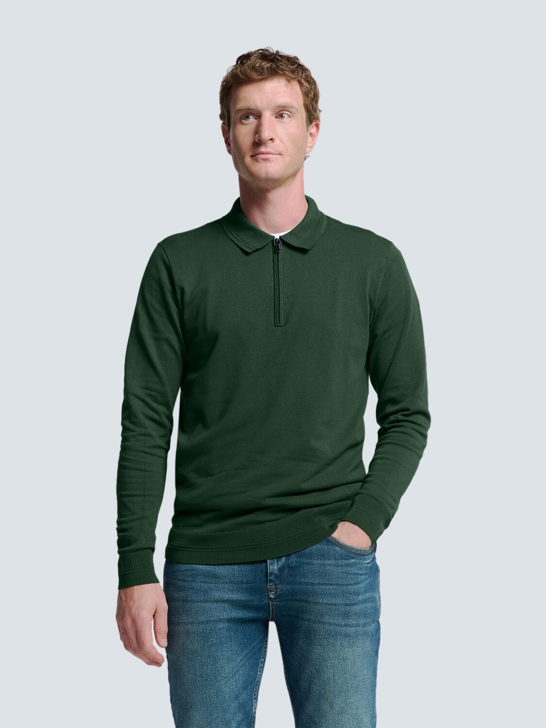 NO EXCESS Rundhalspullover "No Excess Polo-Pullover mit halbem Reißverschlu günstig online kaufen