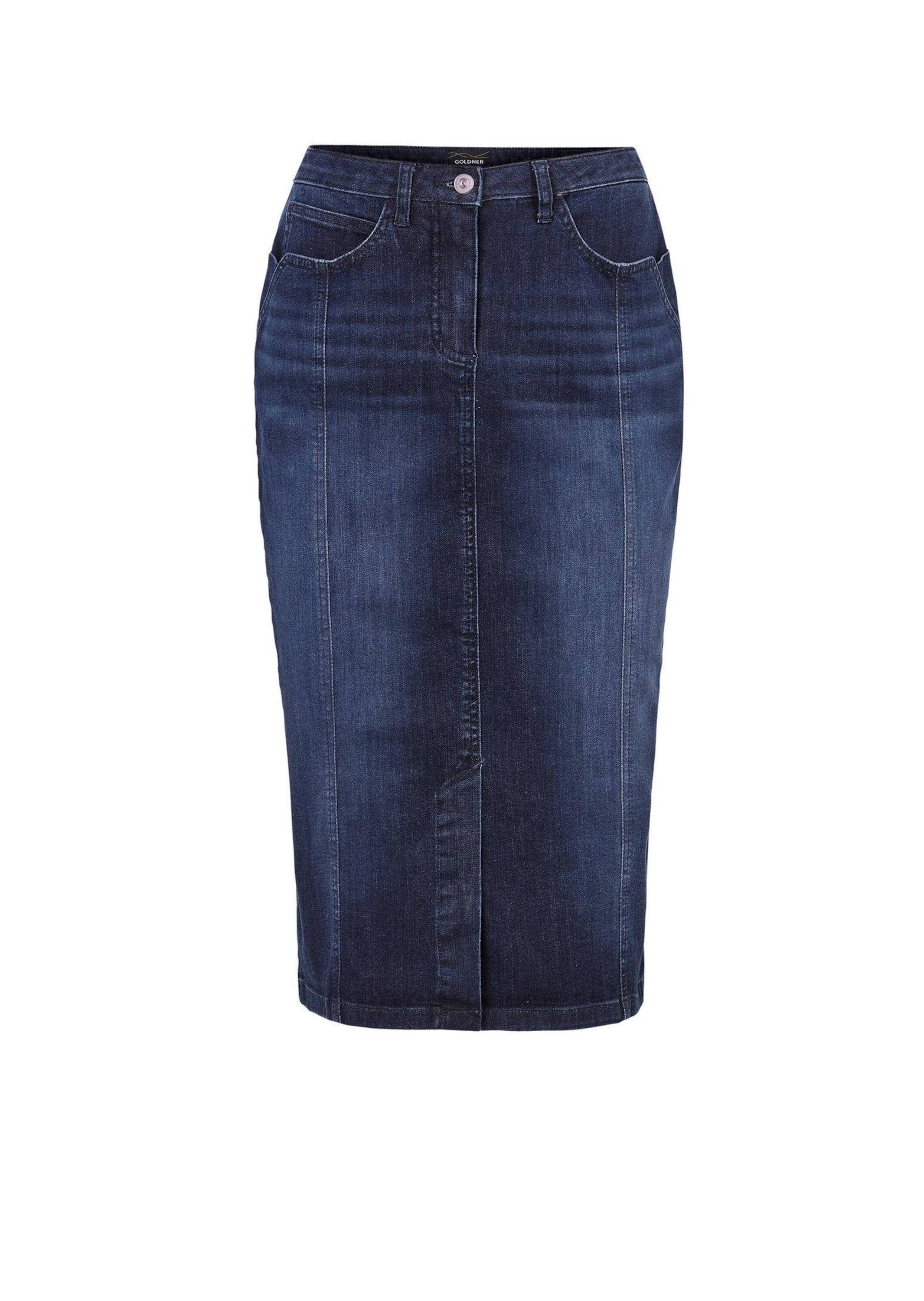 GOLDNER Jeansrock "Jeansrock mit Formbund" Gehschlitz in vorderer Mitte