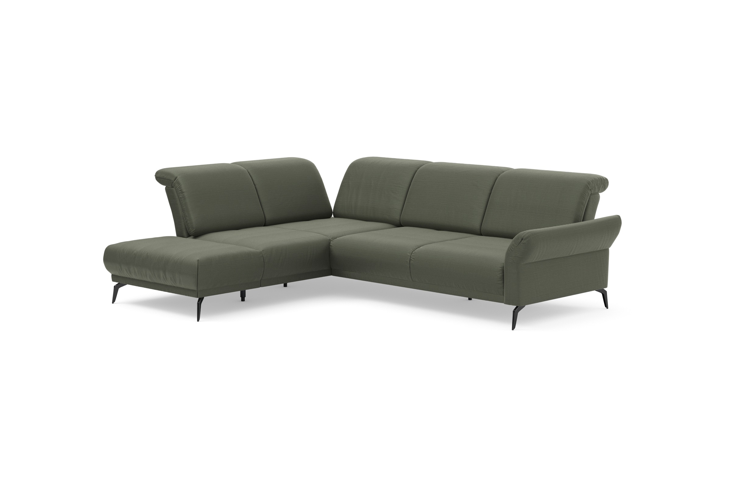 INOSIGN Ecksofa »Coco L-Form«, Sitztiefen-, Arm- und Kopfteilverstellung, Cord-Bezug, Fußhöhe 15 cm