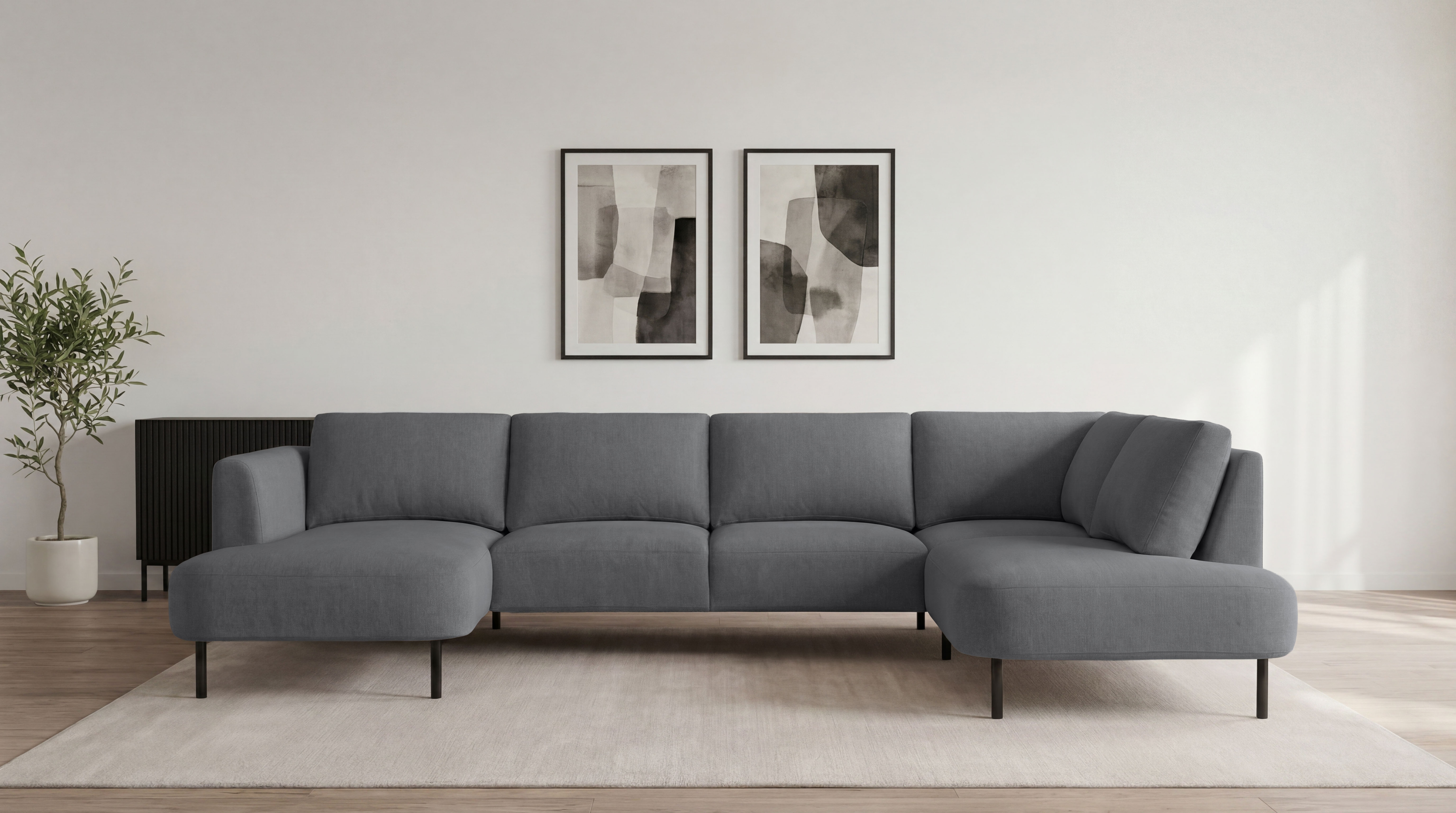 OTTO home Wohnlandschaft "Cesola" in weichem Chenille-Stoff, Breite 327 cm, mit schwarzen Metallfüßen