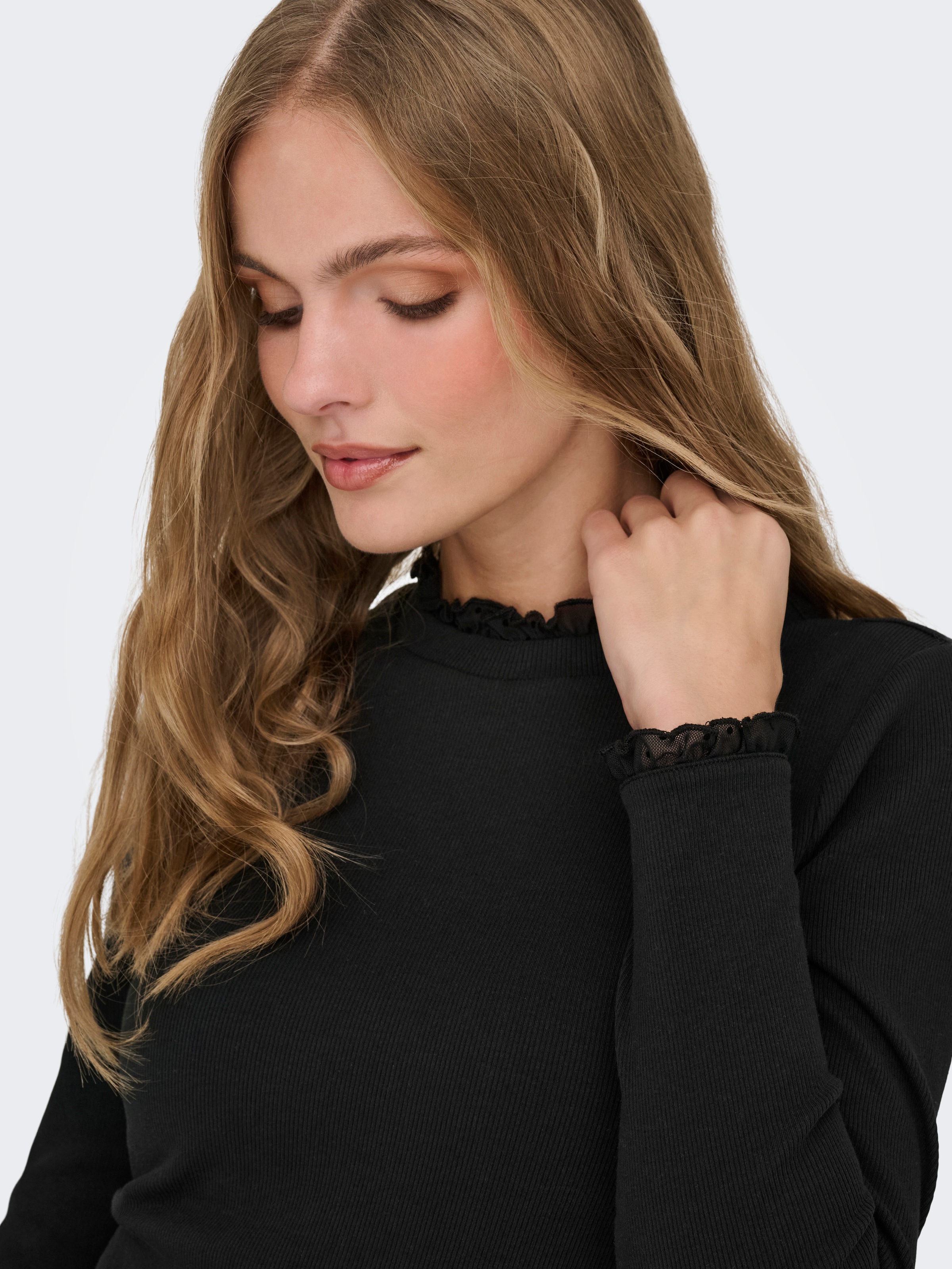 ONLY Langarmshirt »ONLLESLIE L/S LACE MIX TOP JRS«