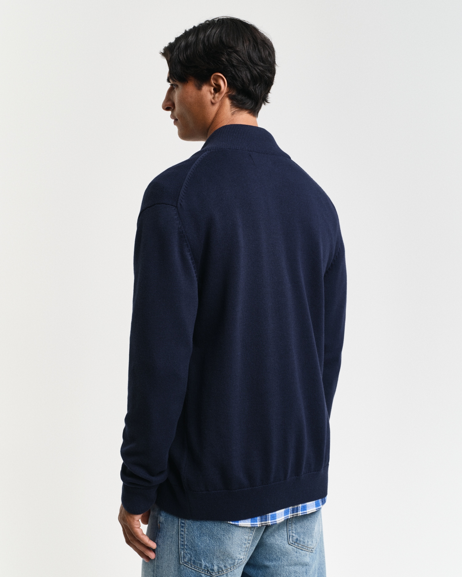 Gant Cardigan »CASUAL COTTON ZIP CARDIGAN«, Mit Rippbündchen an Stehkragen, Ärmeln und Saum
