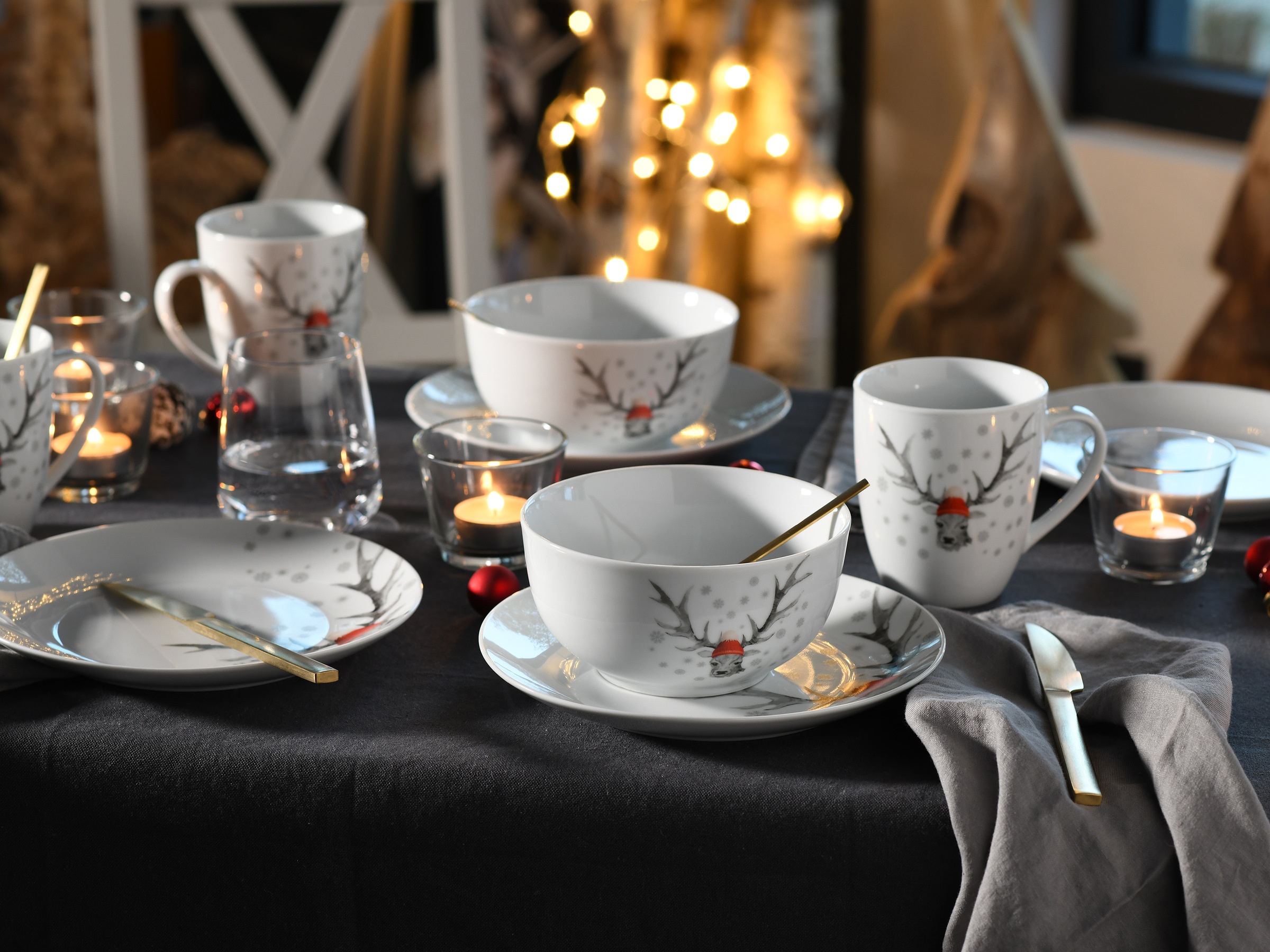 CreaTable Becher »Hirsch, Kaffeebecher, 6-tlg.«, (Set, 6 tlg.), Winterdekor, Hirschmotiv
