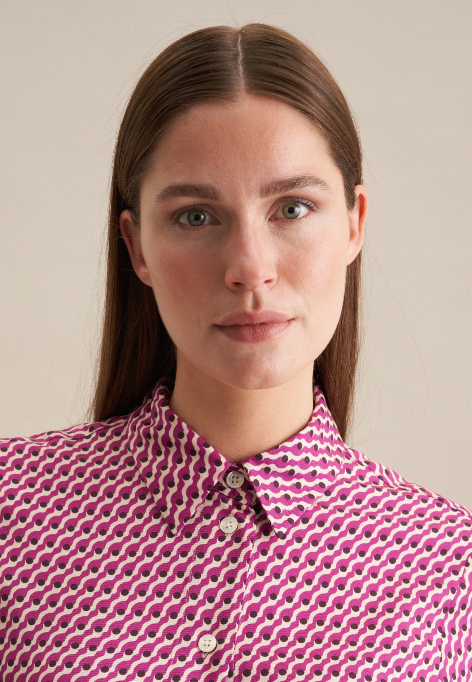 Thumbnail - seidensticker Sommerkleid "Schwarze Rose" Langarm Kragen Druck