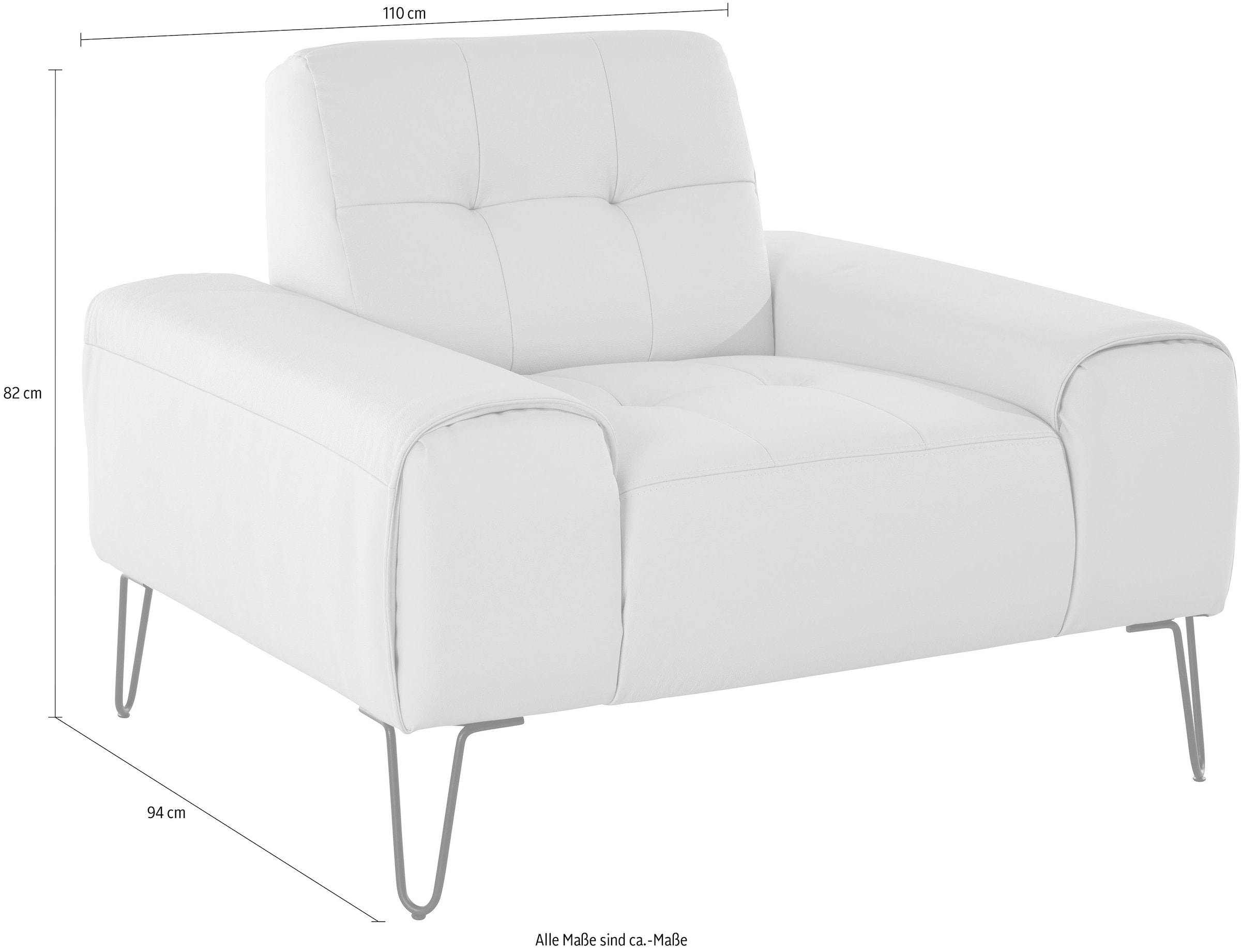 exxpo - sofa fashion Sessel »Taranto, Loungesessel mit Designfuß, elegant und bequem, Clubsessel«, moderne Sitz- und Rückennähte