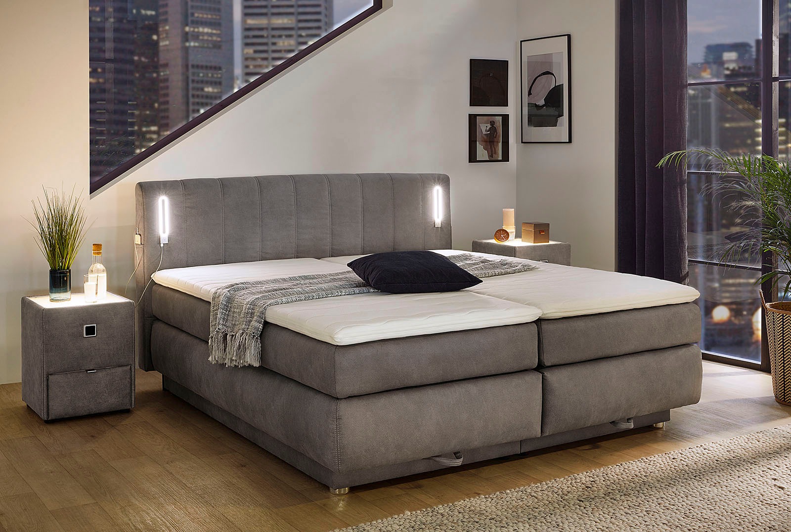 Jockenhöfer Gruppe Boxspringbett Kati, mit Topper, Bettkasten, dimmbare LED günstig online kaufen