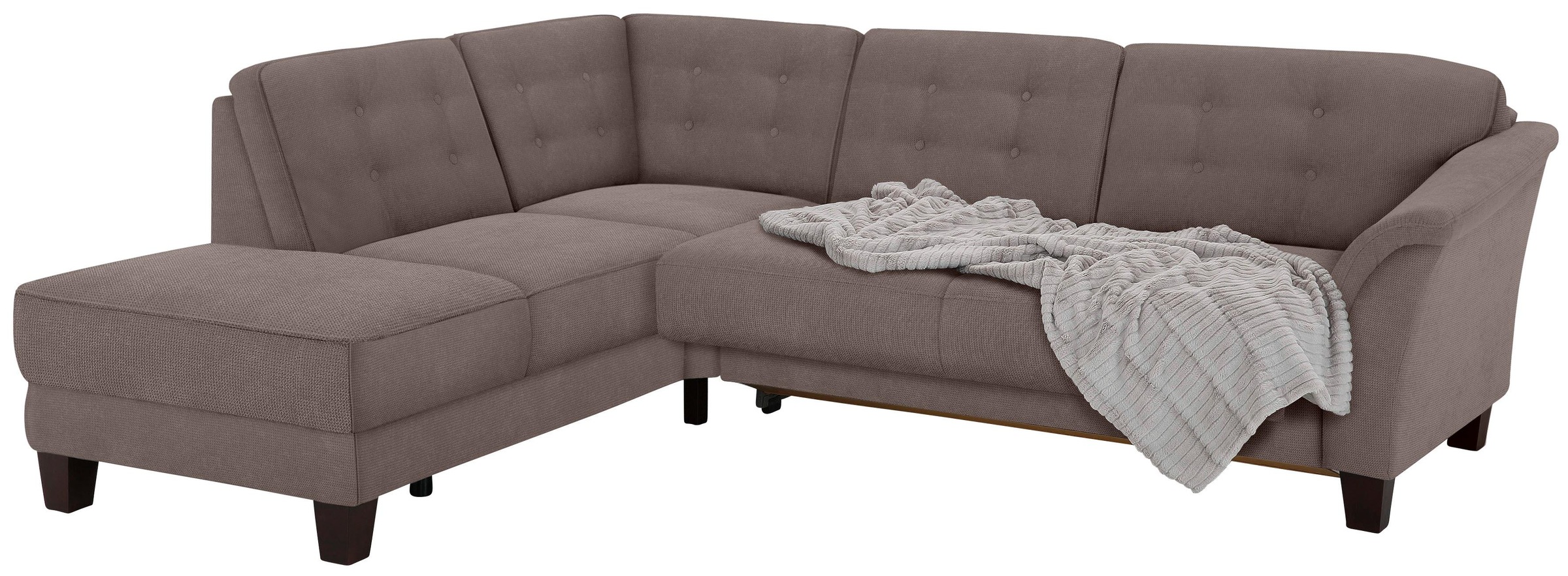 Thumbnail - Home affaire Ecksofa "Trondheim L-Form" mit Federkern und Knopfheftung im Rücken, Füße Buche dunkel