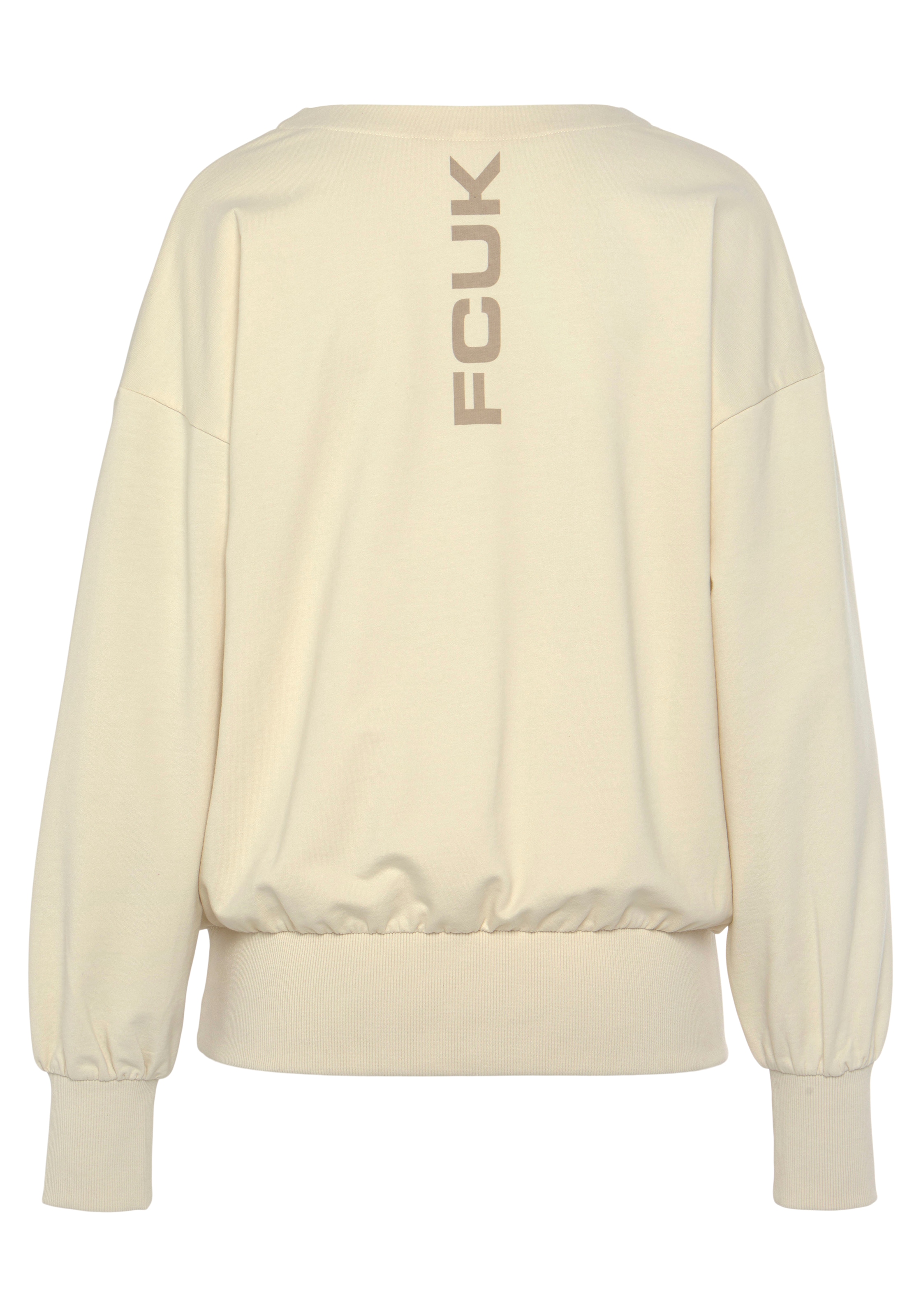 FCUK Sweatshirt, Sweatshirt mit V-Ausschnitt und großen Rückenprint, Loungeanzug