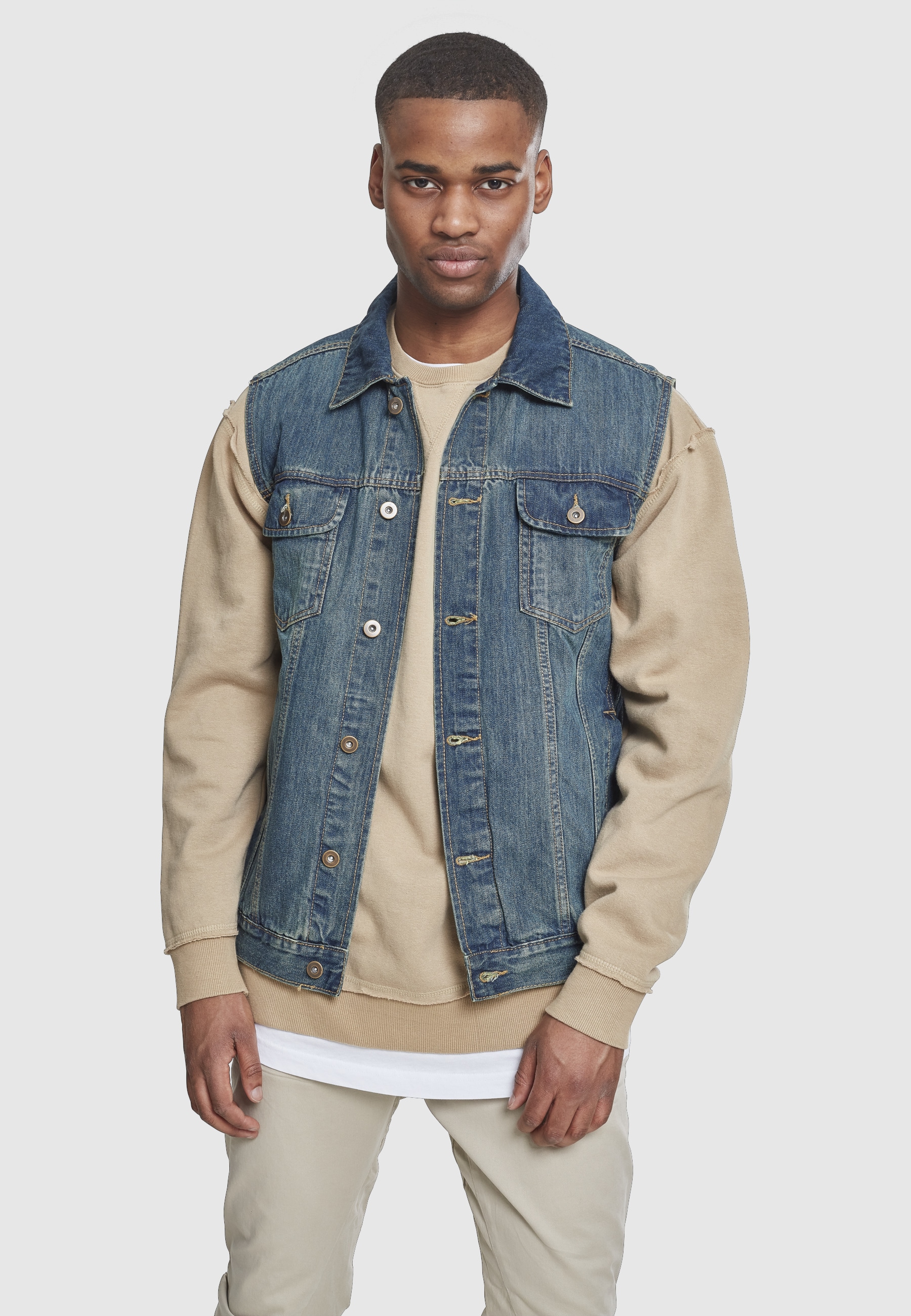 URBAN CLASSICS Jerseyweste »Urban Classics Herren Denim Vest« 1 Stk.