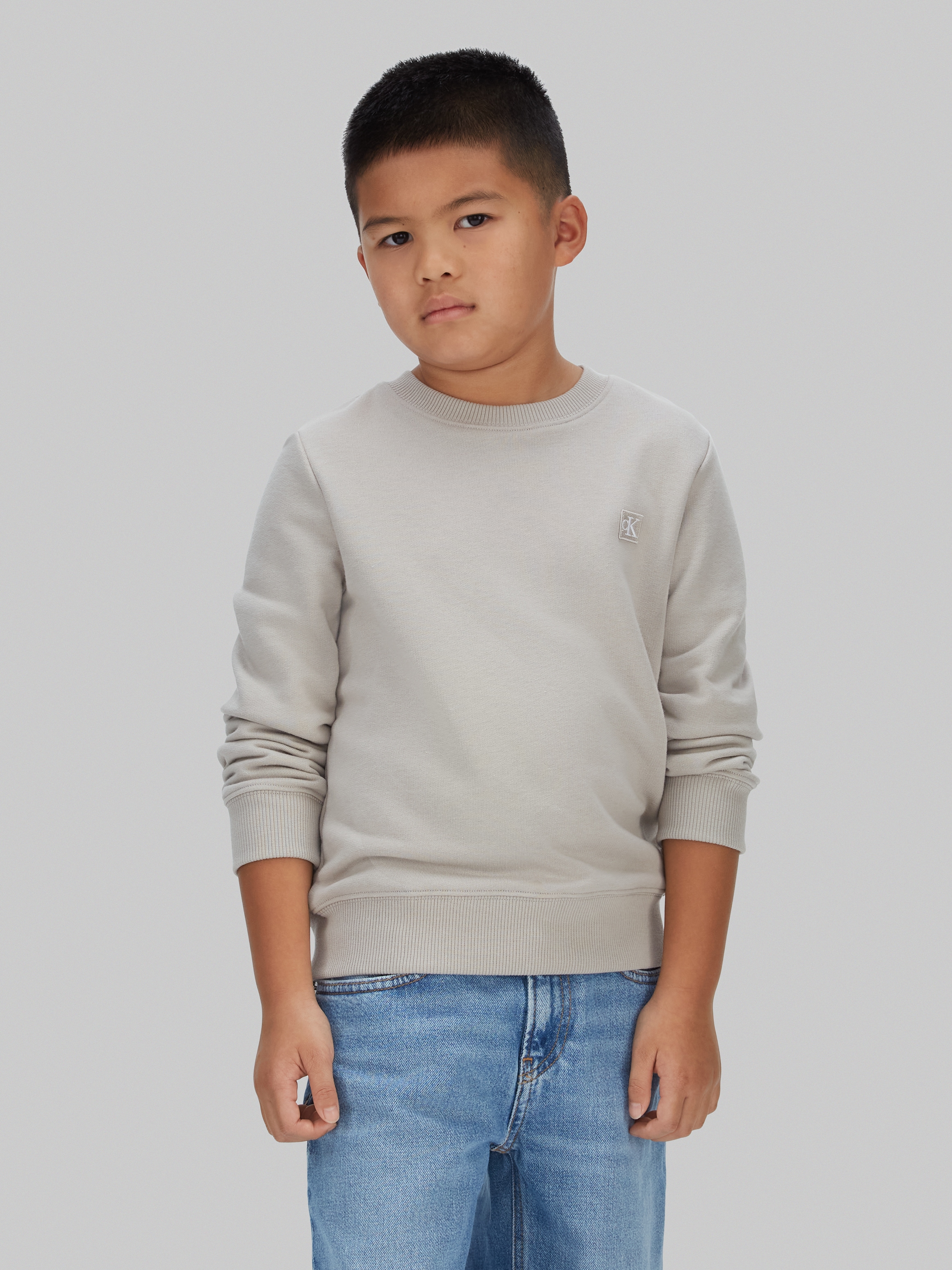 Calvin Klein Jeans Sweatshirt "MONO MINI BADGE REG CN", für Kinder bis 16 Jahre mit Logoschriftzug