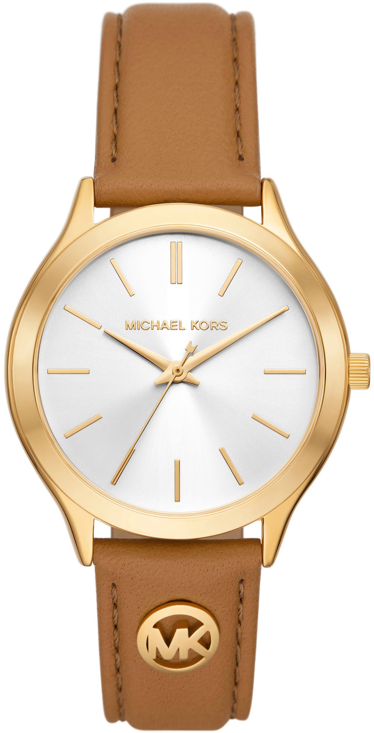 Quarzuhr MICHAEL KORS "SLIM RUNWAY", braun (cognacfarben), Armbanduhren, Damen, Quarzuhr, Armbanduhr, Damenuhr, Lederarmband, analog 2