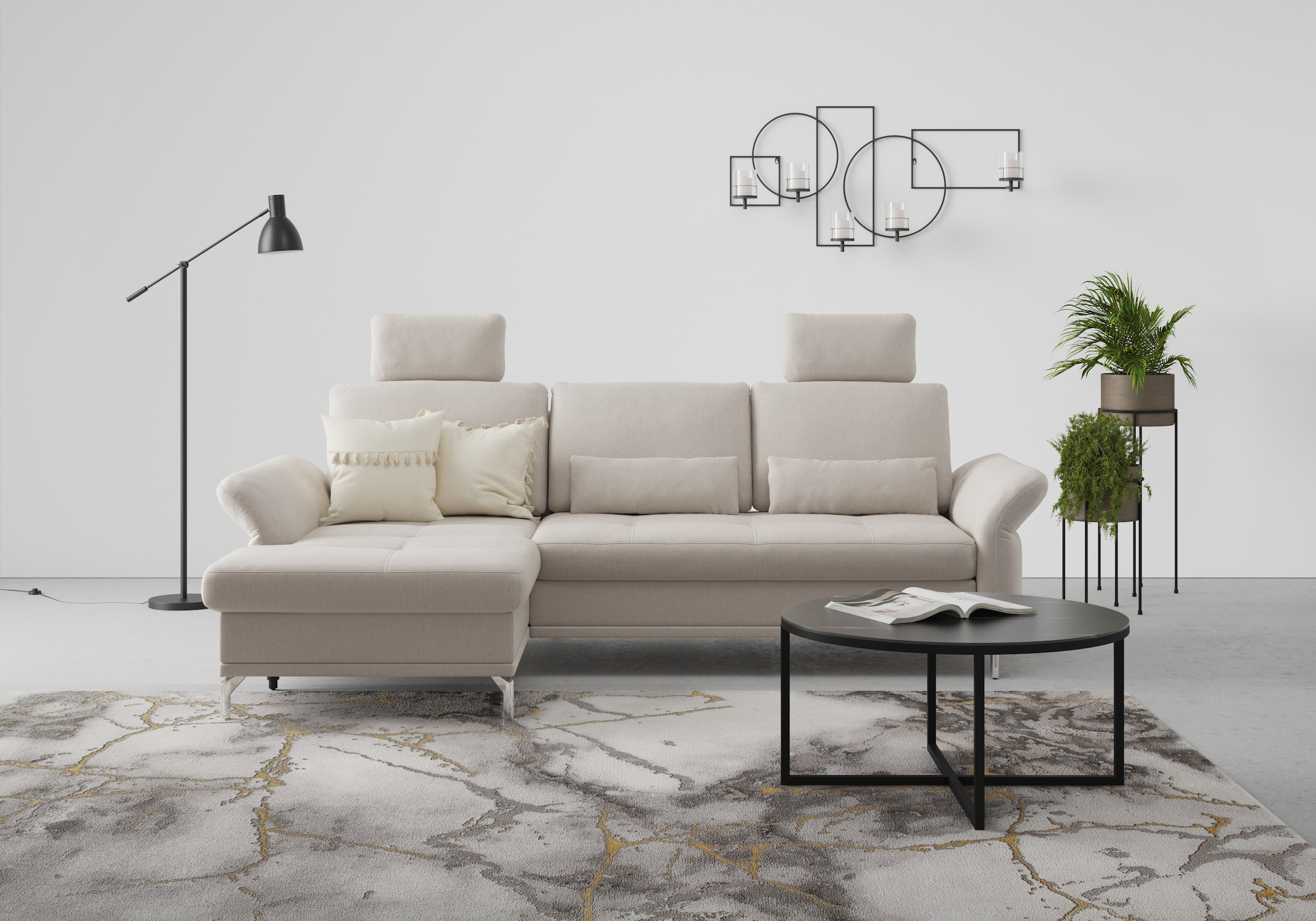 Home affaire Ecksofa "Palm Beach L-Form" Federkern, mit Sitztiefenverstellu günstig online kaufen