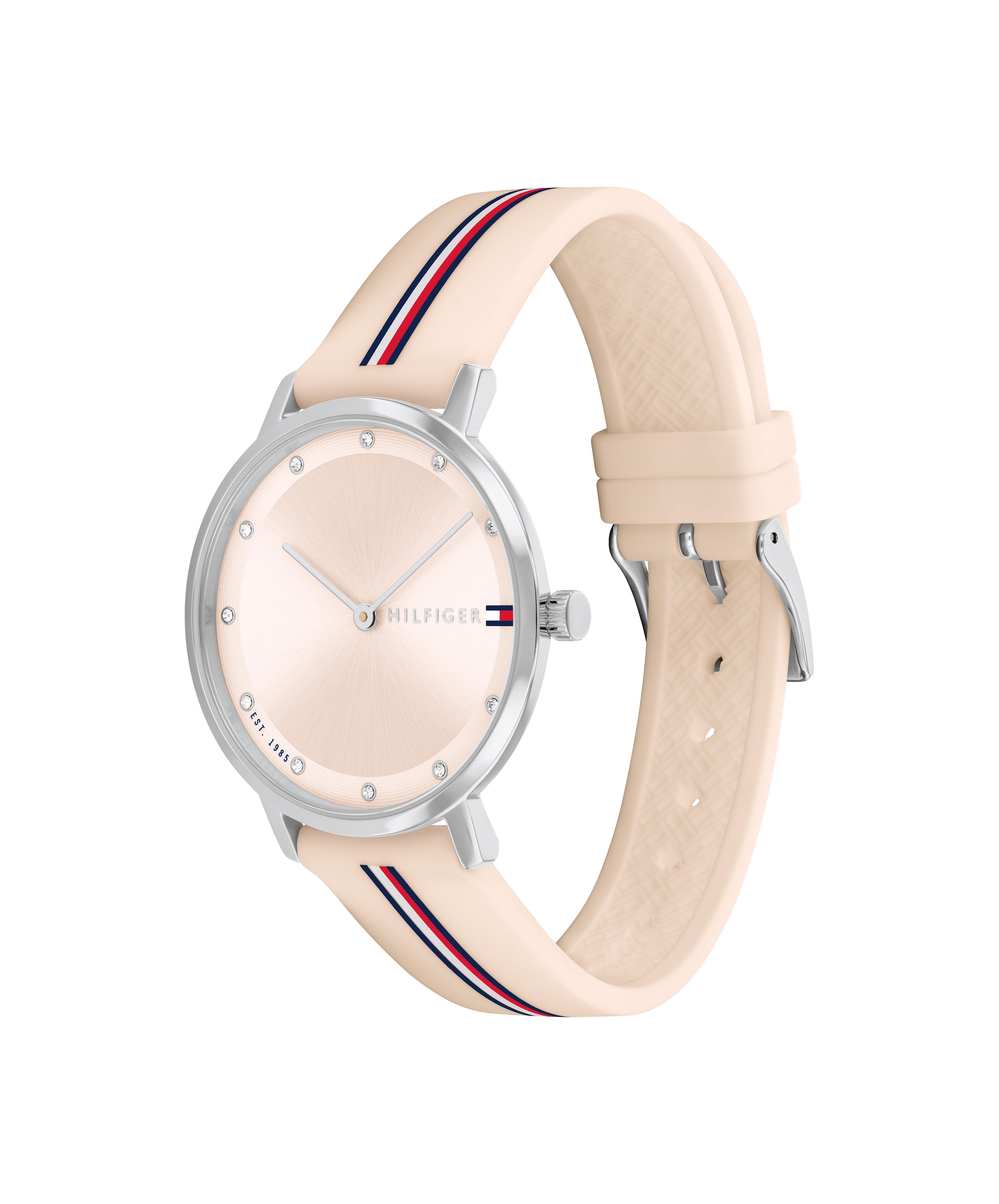 Tommy Hilfiger Quarzuhr »PIPPA« Armbanduhr, Damenuhr, Silikonarmband, analog, Glaskristalle