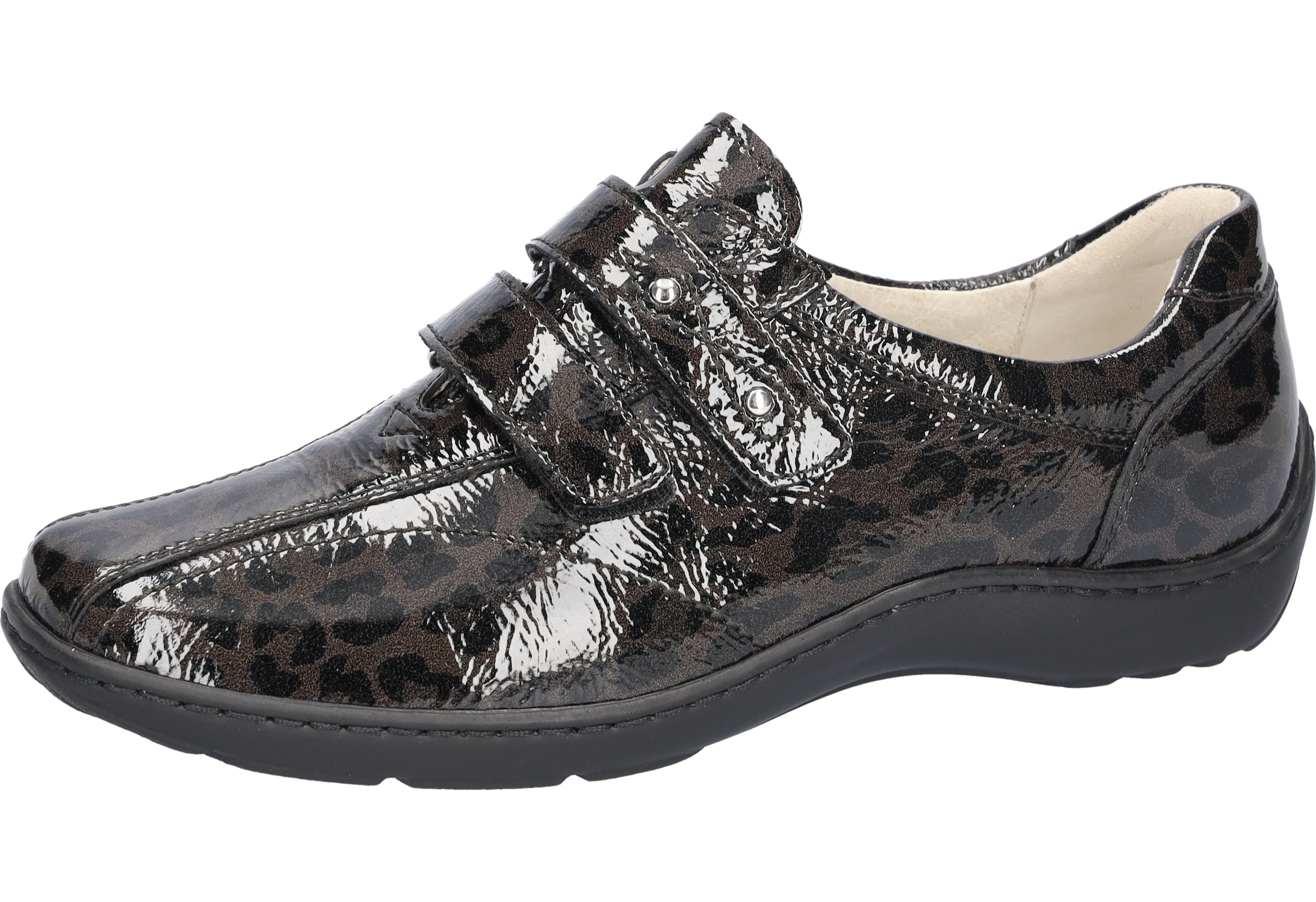 Waldläufer Klettschuh "Henni" Lackschuh, Komfortschuh, Leo-Optik, Bequemweite H (=sehr weit)