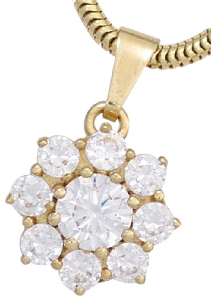 JOBO Kettenanhänger »Anhänger Goldanhänger 10 mm«  375 Gold mit 9 Zirkonia