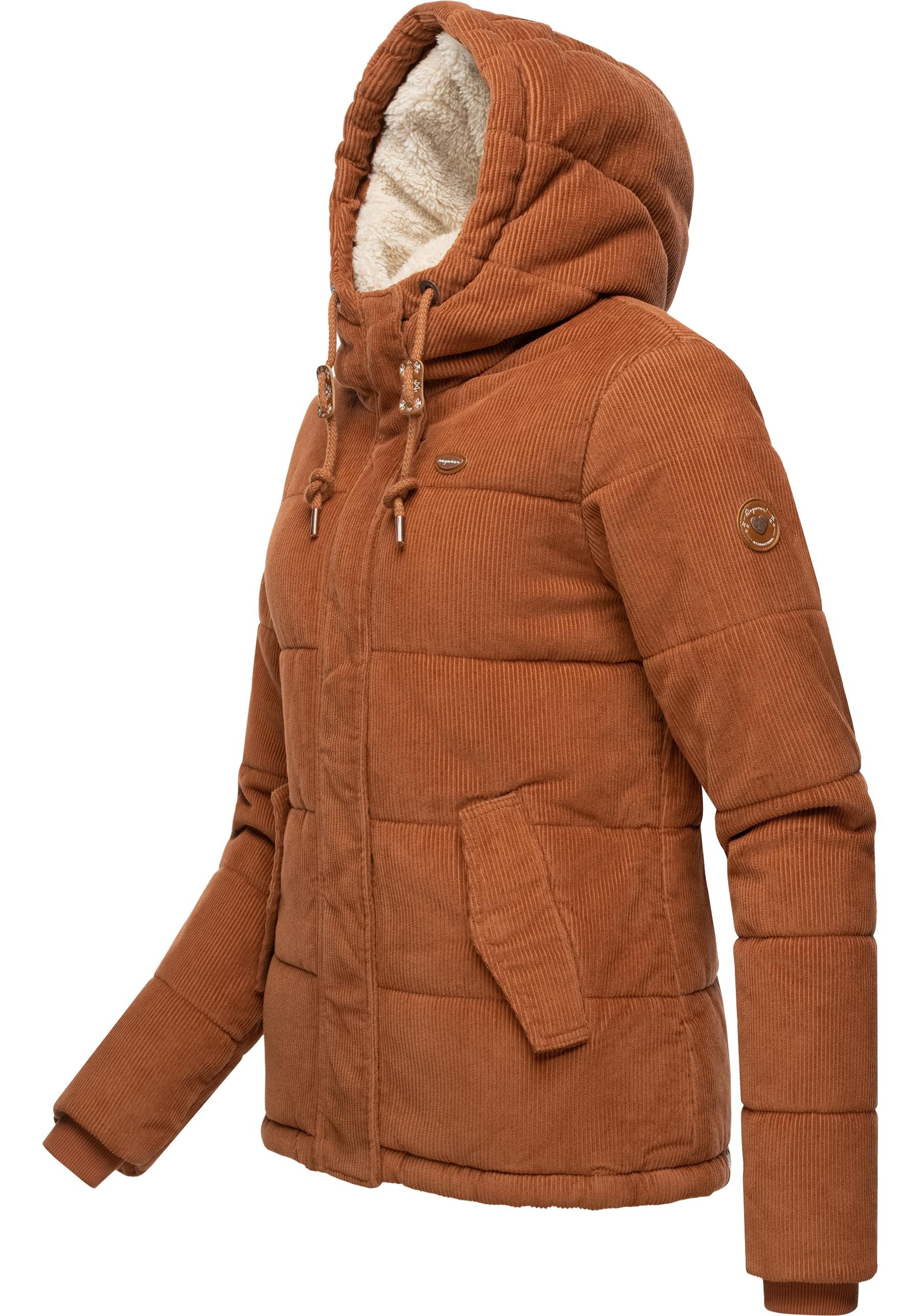 Ragwear Cordjacke »Wuggys«, mit Kapuze, Stylische Damen Kordjacke mit flauschigem Innenfutter
