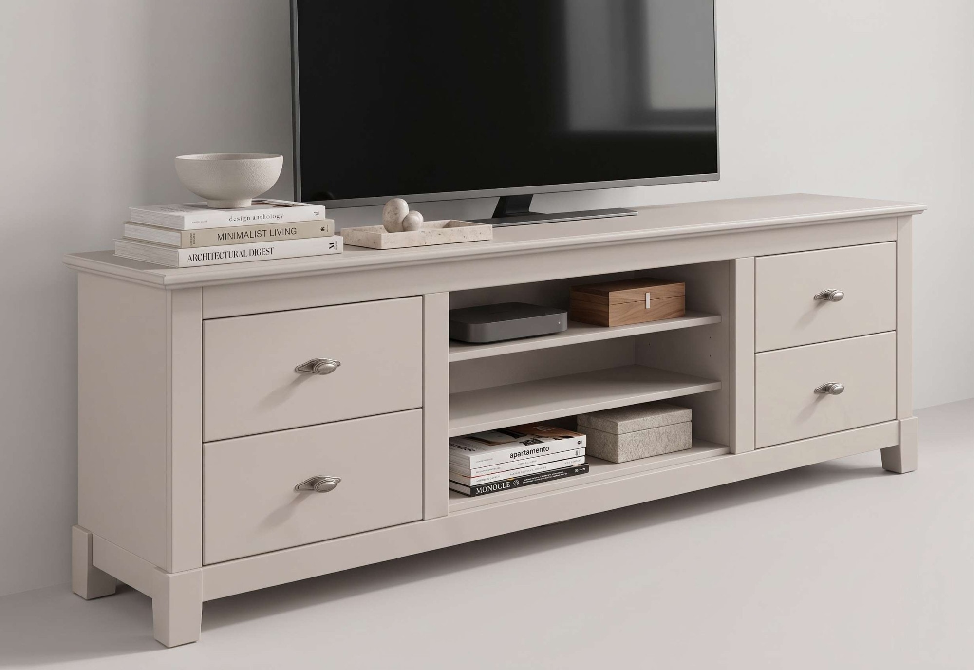 OTTO home Lowboard "Rauna, TV-Bank, TV-Kommode, Landhausstil" Breite 200 cm, FSC-zertifiziertes Massivholz, Kiefer