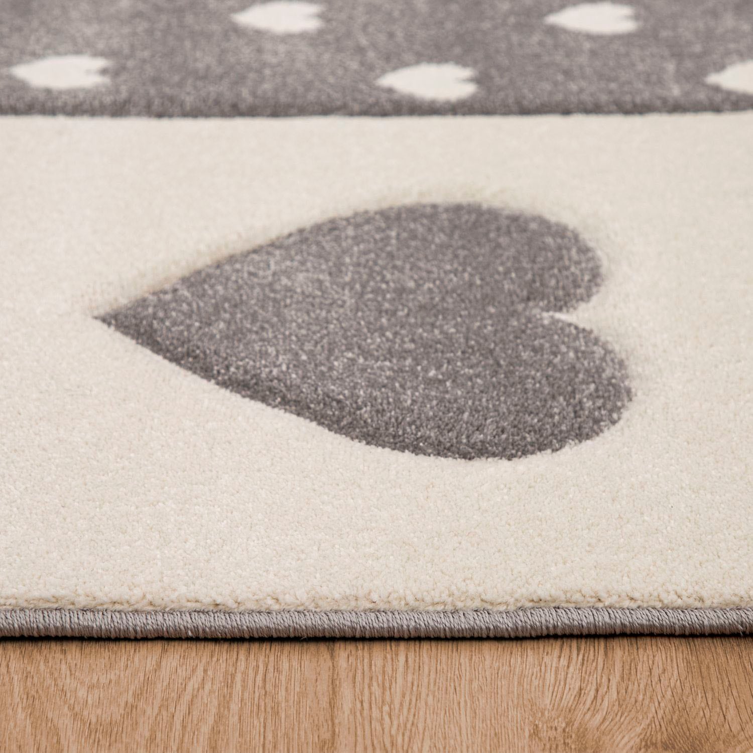 Paco Home Kinderteppich »Cosmo 339«, rechteckig, 16 mm Höhe, Kurzflor, Pastell-Farben, 3D-Effekt, Motiv Herz, Punkte & Krone