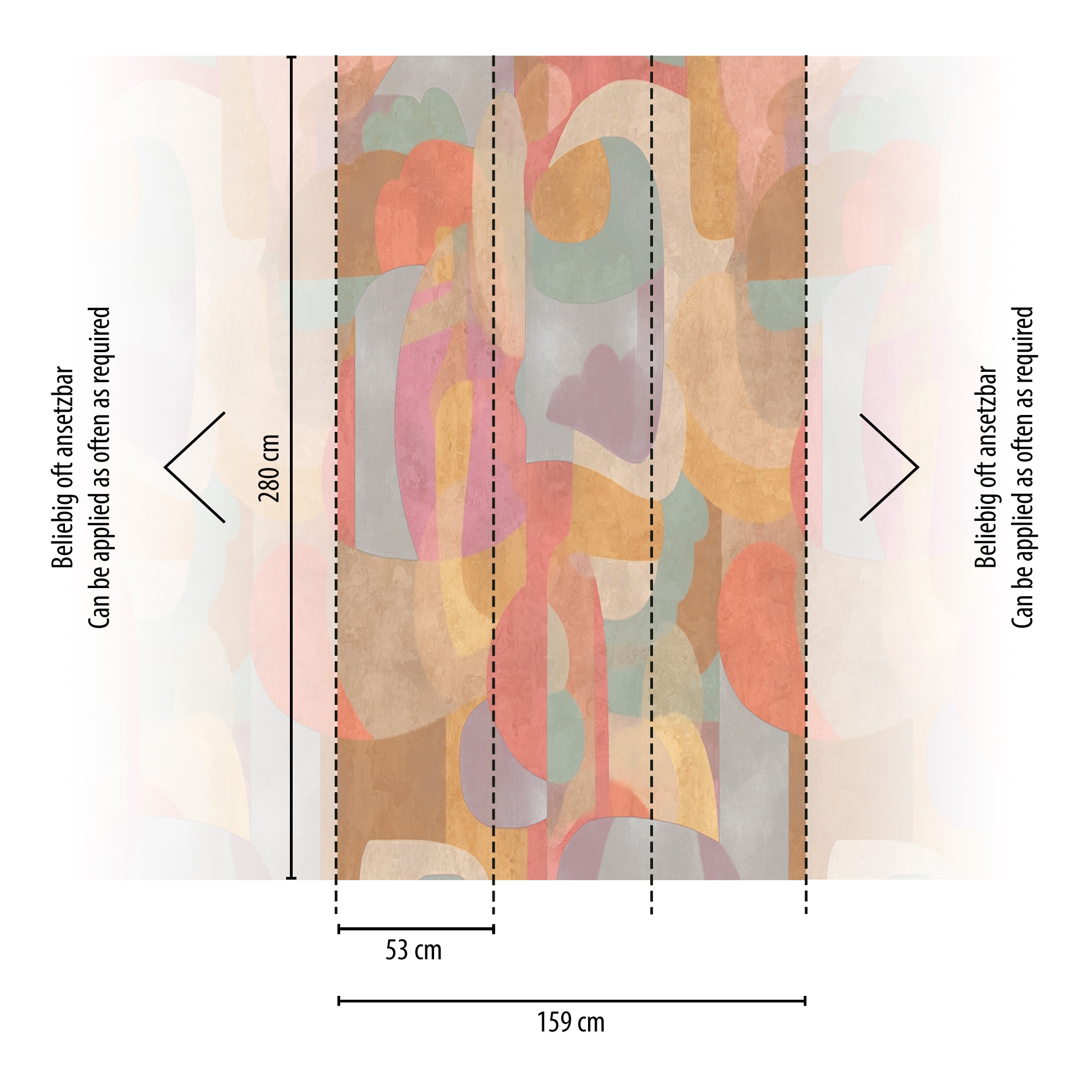 CosmoLiving by Cosmopolitan Vliestapete »Loretta Fototapete erweiterbar« matt strukturiert Abstrakte Farbflächen in warmen Tönen