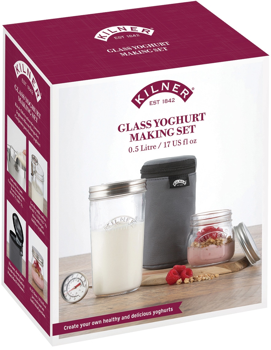 KILNER Aufbewahrungssystem, (Set, 4 tlg.), mit Schraubdeckel, sowie ein Thermometer und Neopren-Isolierbeutel)