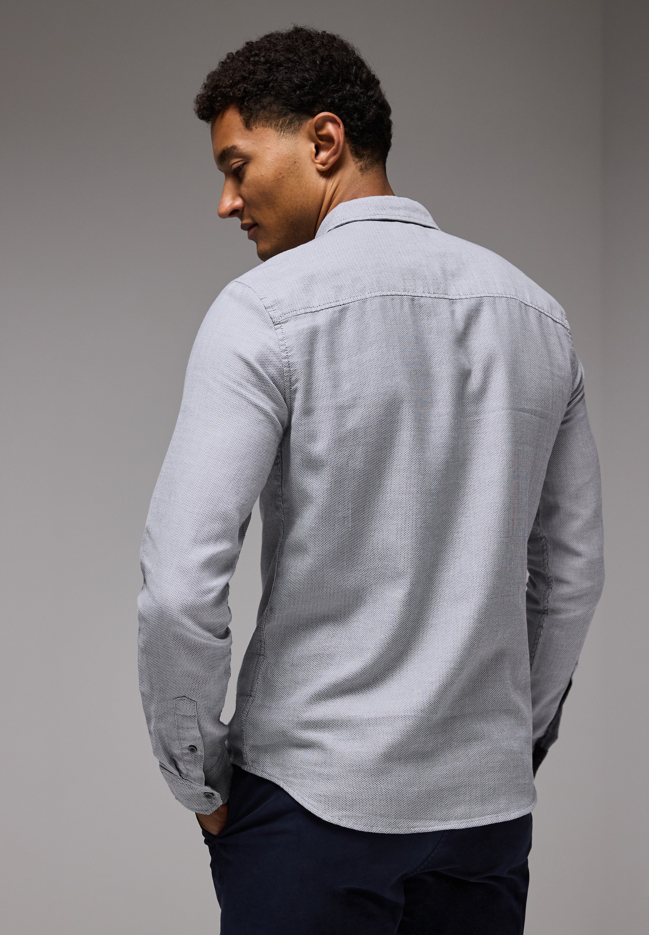 STREET ONE MEN Langarmhemd aus reiner Baumwolle