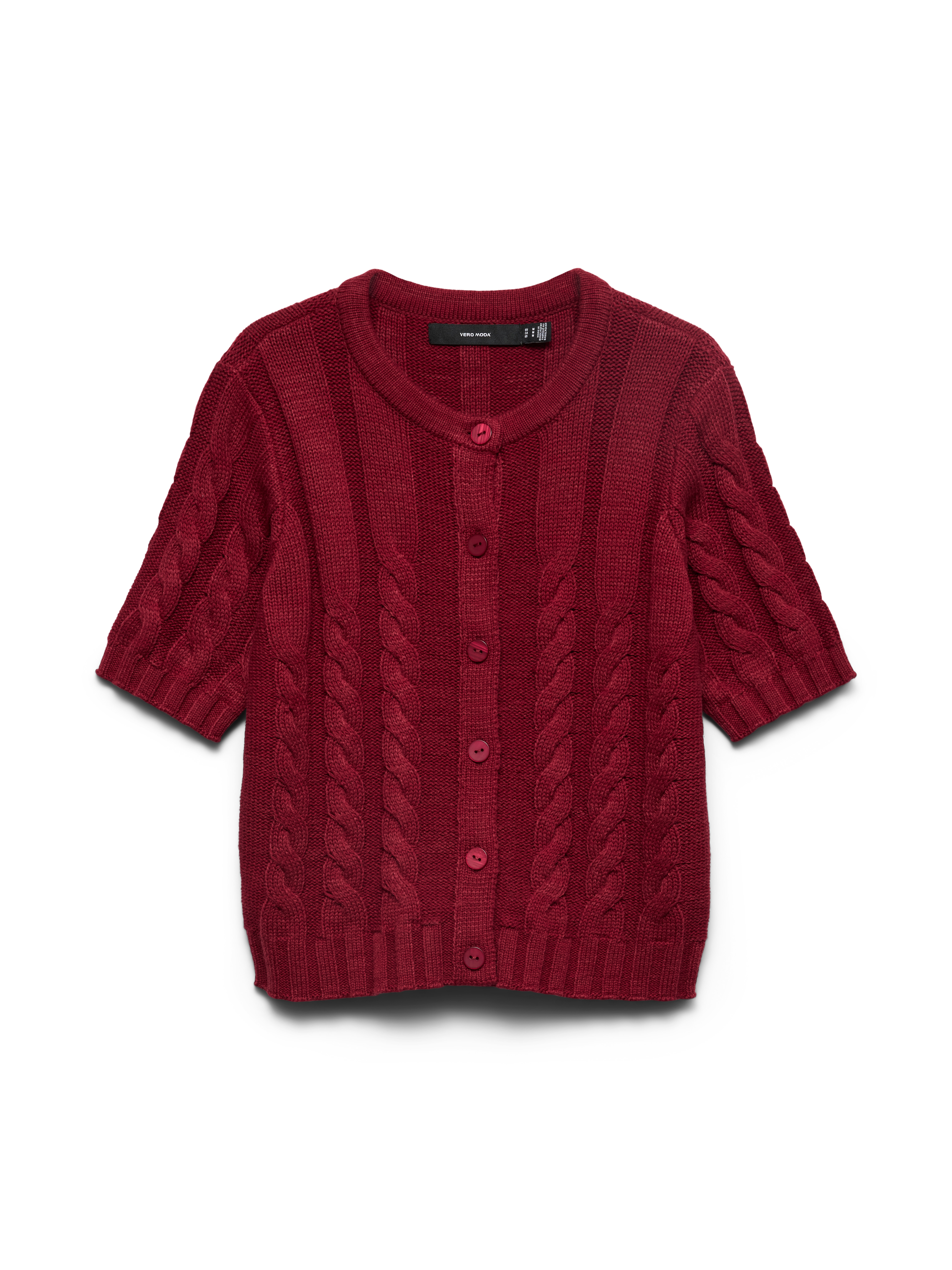 Vero Moda Strickjacke "VMORIANE 2-4 O-NECK CARDIGAN" Baumwollmischung, regular fit, Zopfstrickmuster