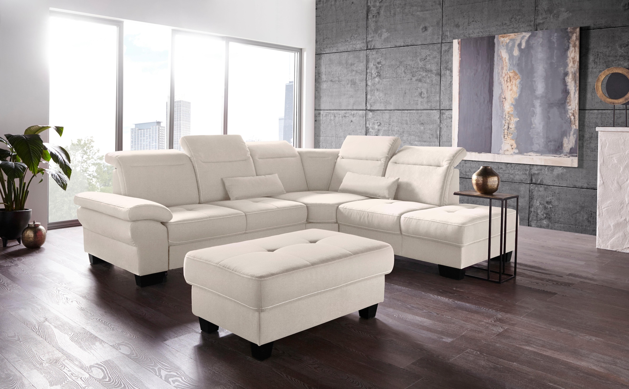 Home affaire Ecksofa "Cornwall L-Form" incl. Sitztiefenverstellung, mit Bet günstig online kaufen