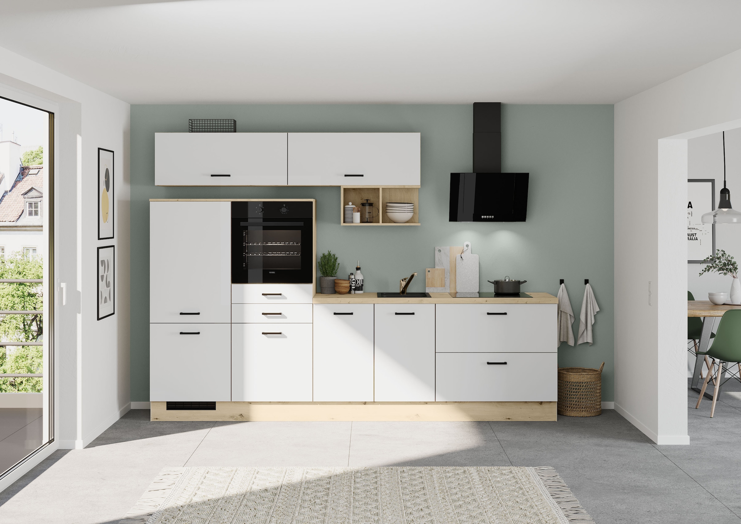 IMPULS KÜCHEN Küchenzeile »"München", Ausrichtung wählbar, Schubkästen mit Soft-Close« vormontiert, wahlweise mit E-Geräten