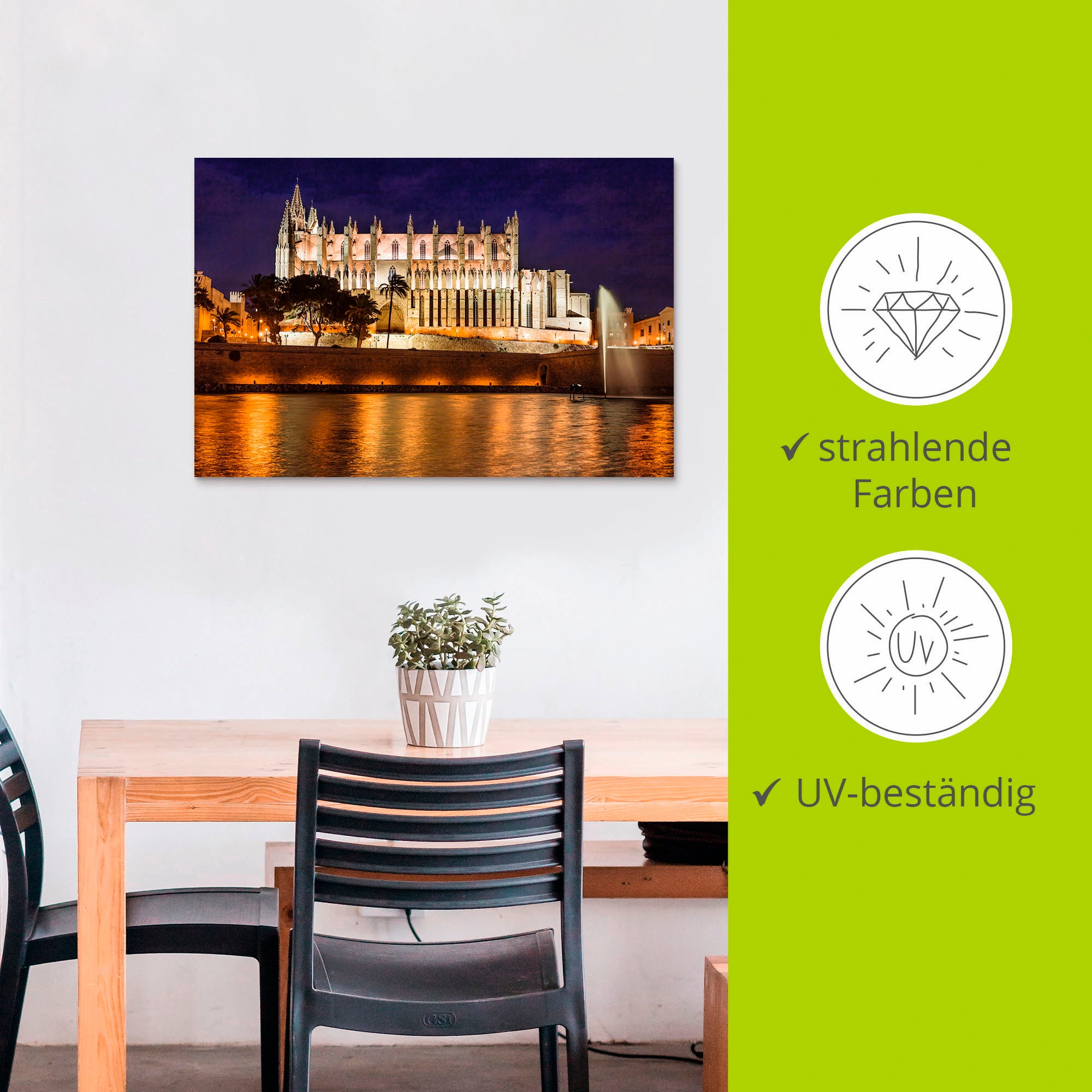 Artland Alu-Dibond-Druck »Kathedrale in Palma de Mallorca Balearen«, Gebäude, (1 St.), für Innen- und Außenbereich geeignet, Outdoorbild