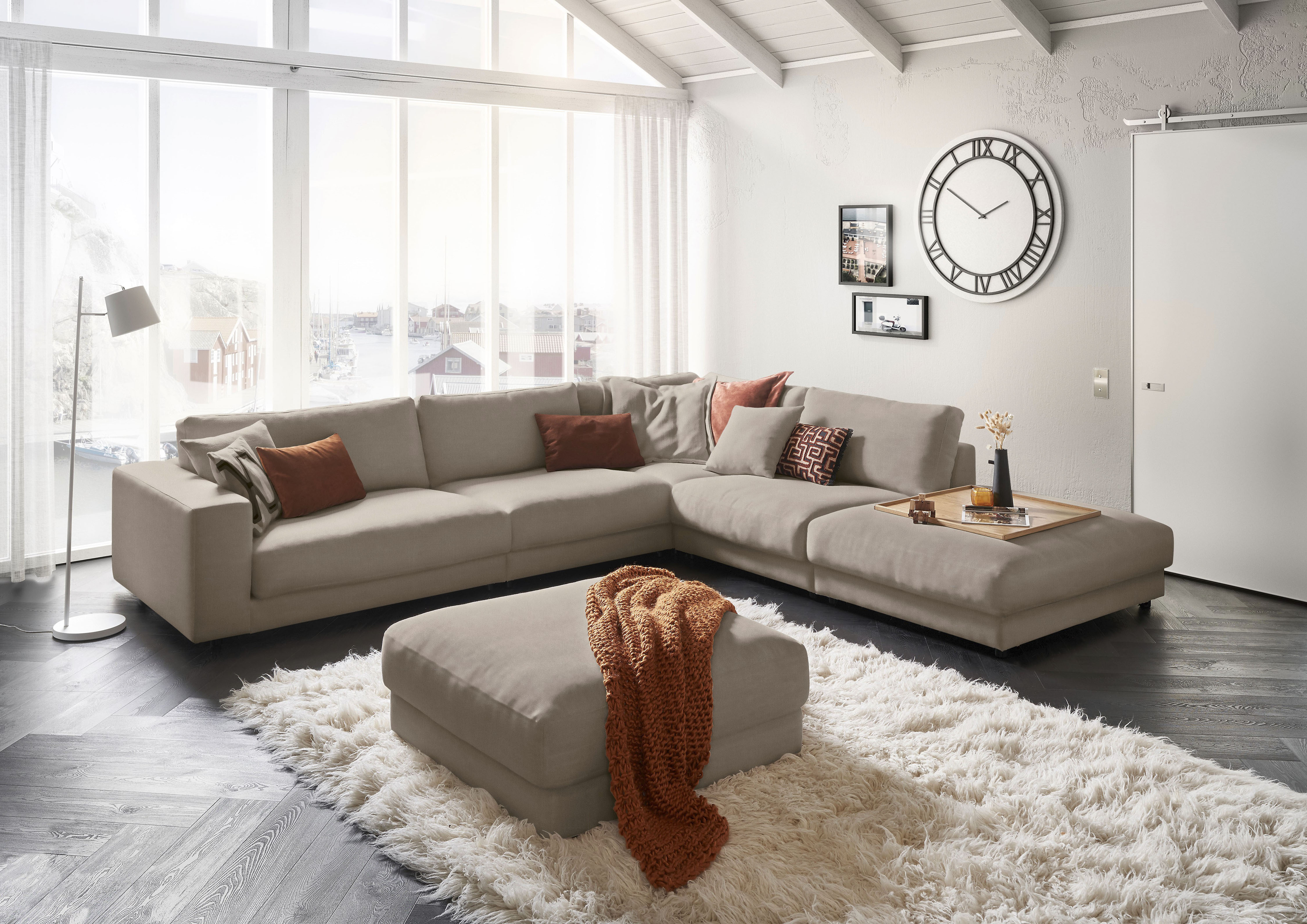 3C Candy Ecksofa "Enisa II, bequem und komfortabel, großes Familiensofa, L-Form" incl. 3 Flatterkissen, wahlweise mit Flecken-Schutz-Bezug Easy care