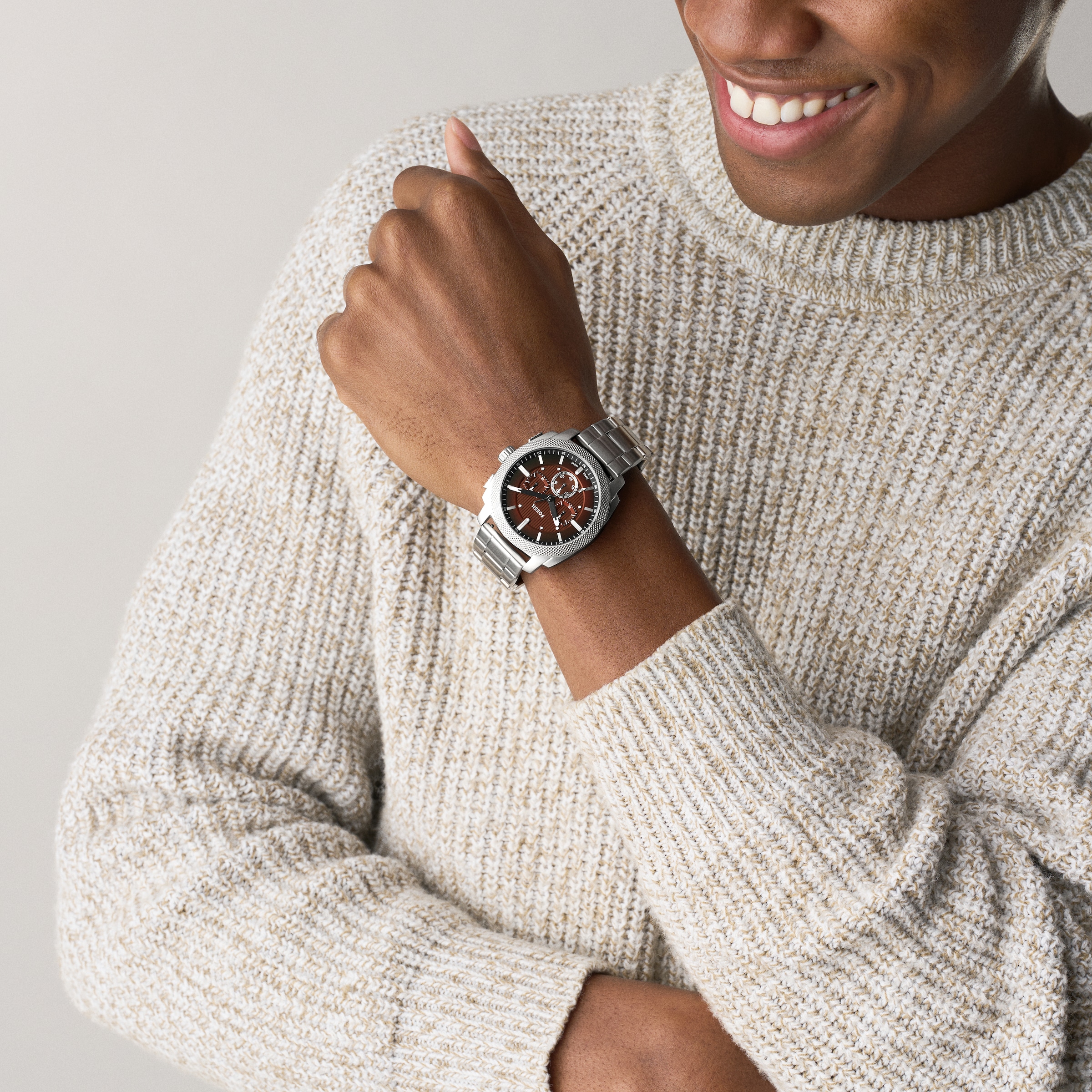 Fossil Chronograph »Machine« Quarzuhr, Armbanduhr, Herrenuhr, Edelstahlarmband, analog