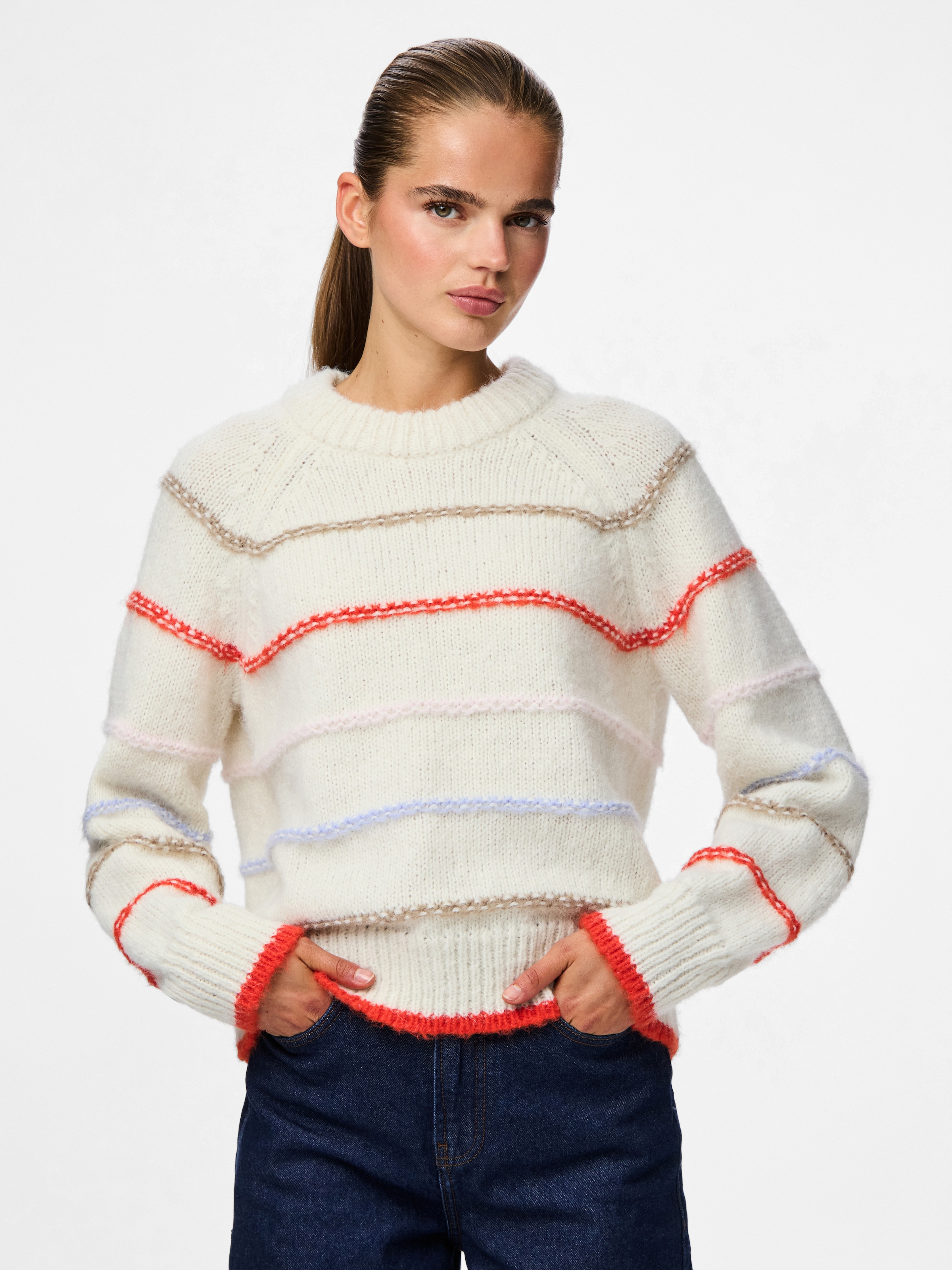 pieces Strickpullover "PCNELIA LS O-NECK KNIT NOOS BC" günstig online kaufen
