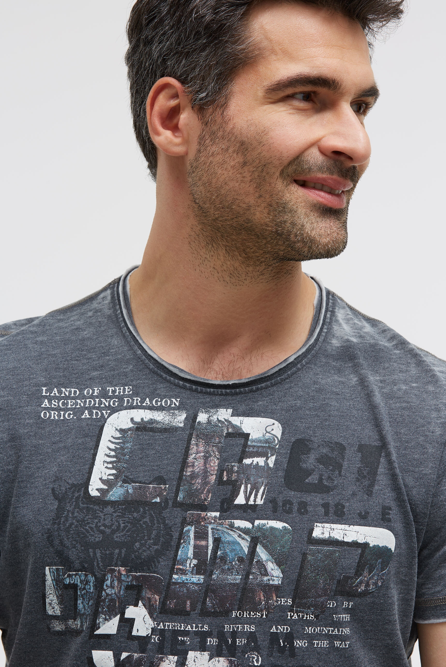 CAMP DAVID Rundhalsshirt mit Ausbrenner-Effekten