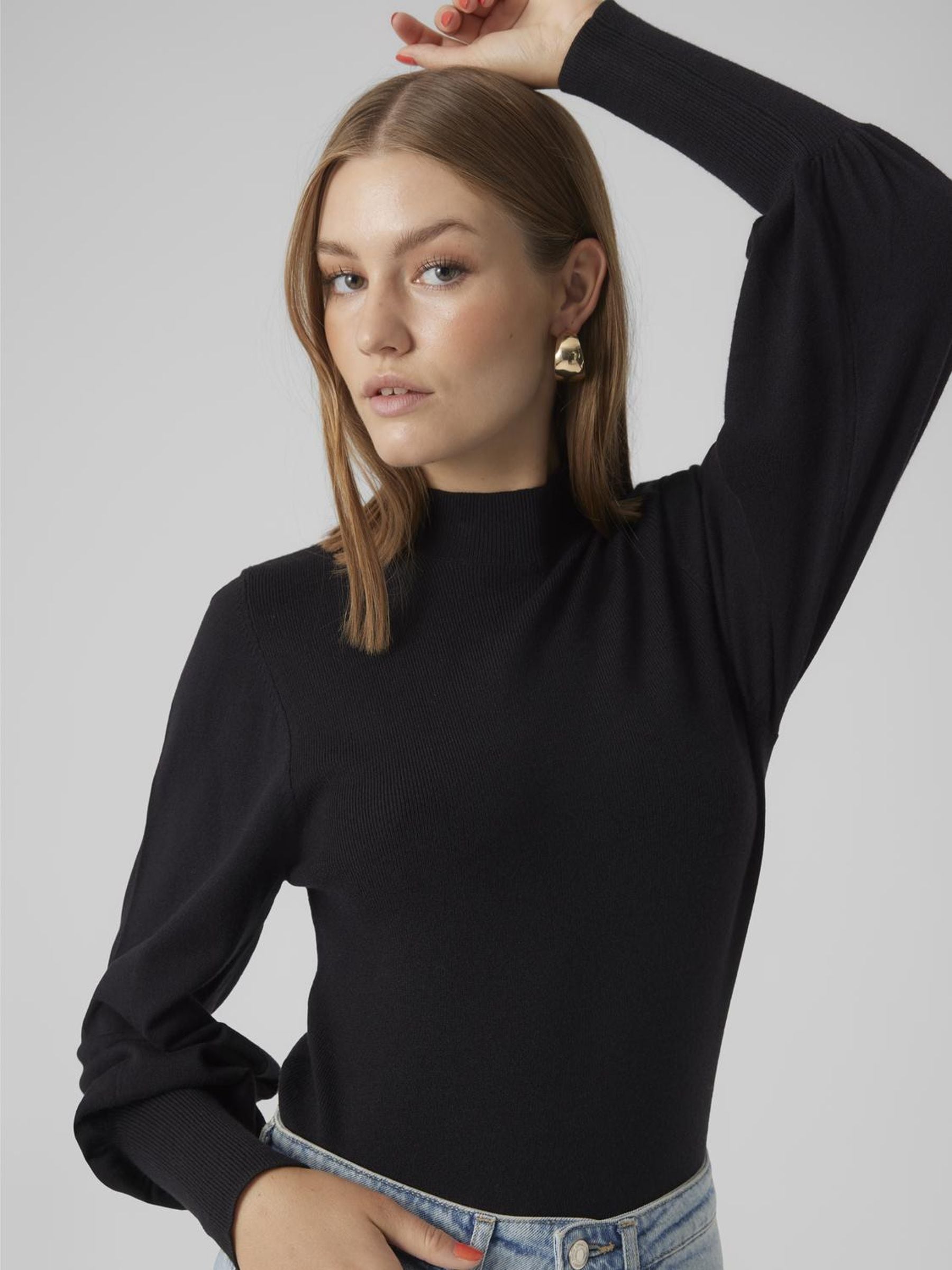 Vero Moda Strickpullover »VMHOLLYKARISPUFF LS HIGHNK PULLOV GA BOO«